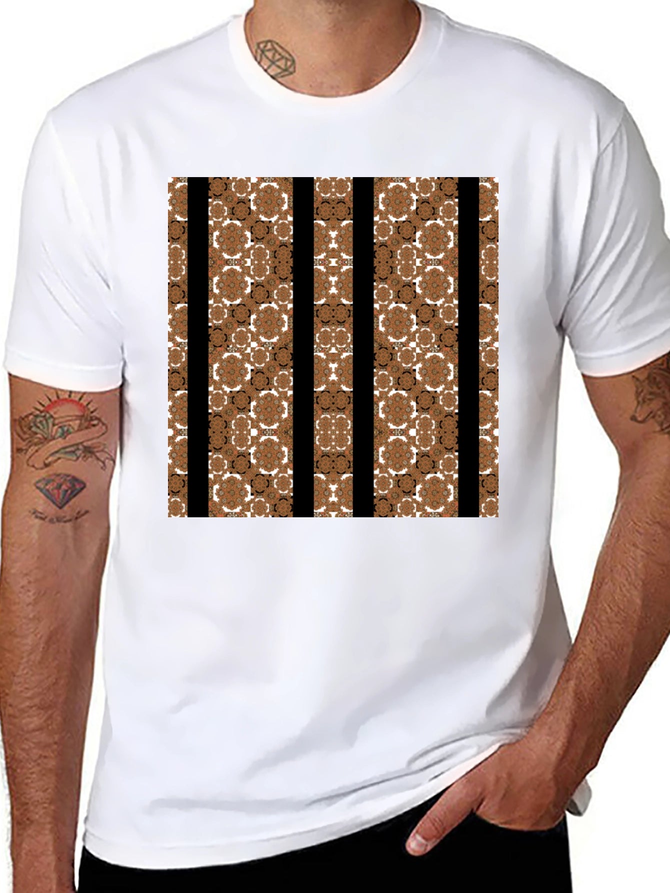 Abstract Floral Striped Graphic Tee