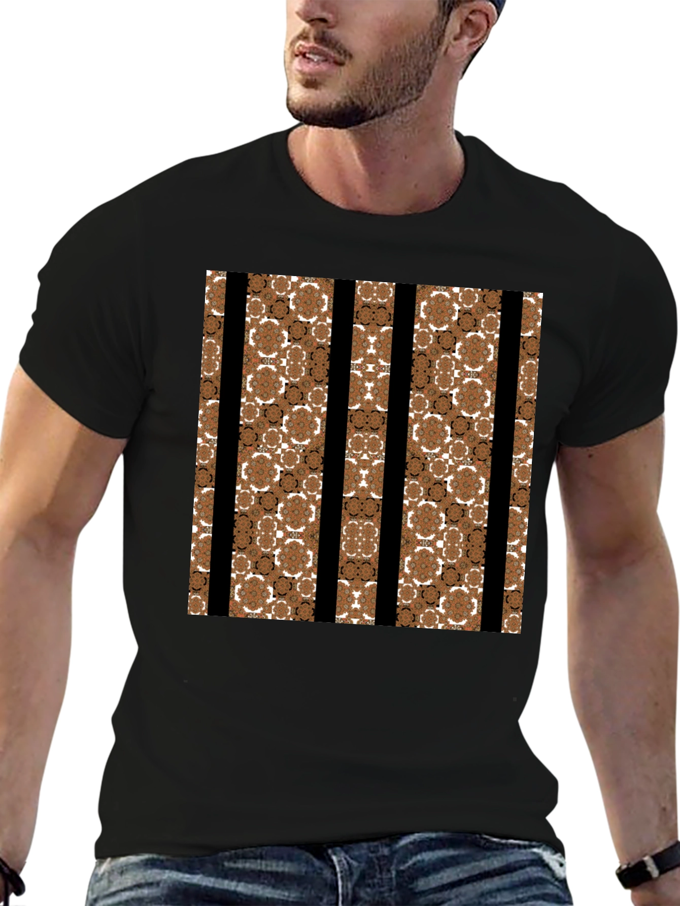 Abstract Floral Striped Graphic Tee
