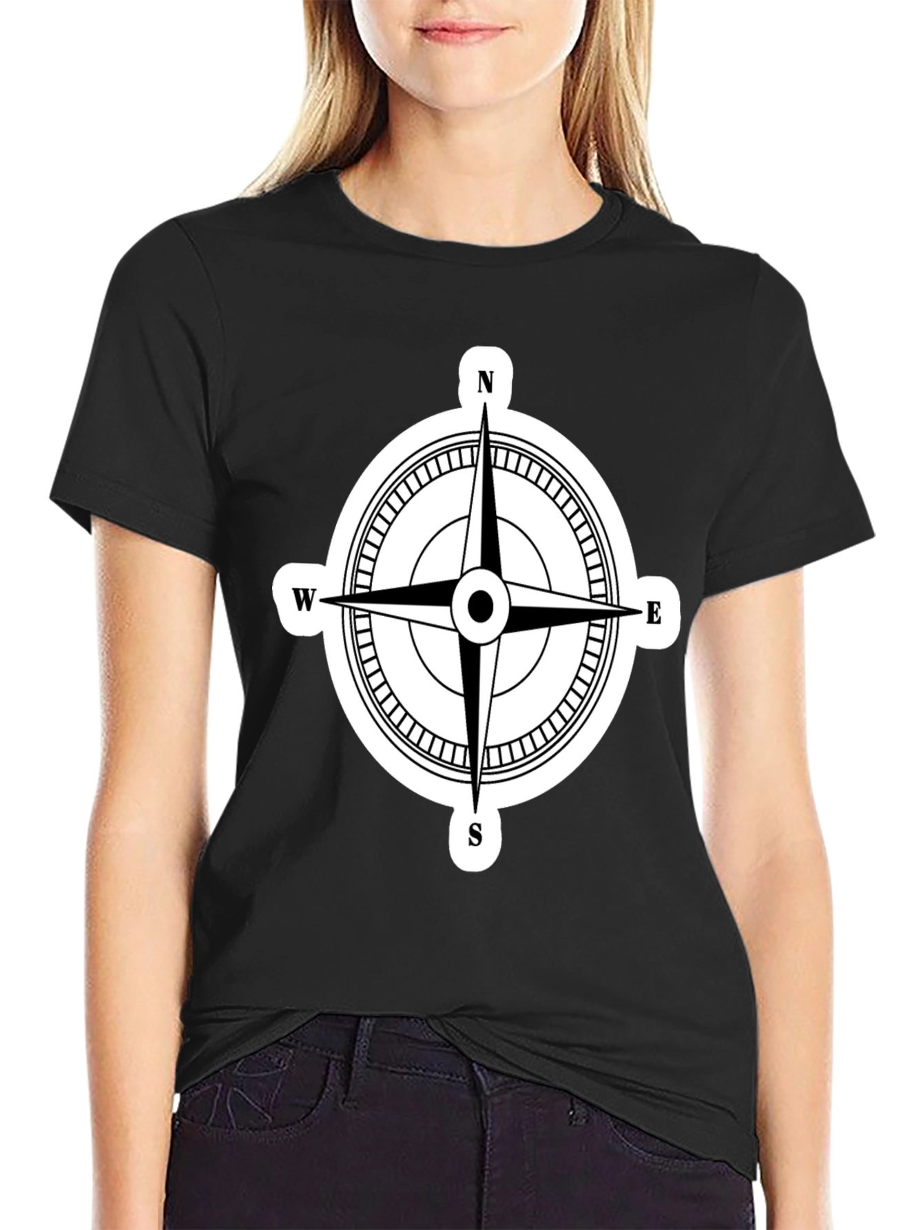 Compass Rose Graphic T-Shirt - Black