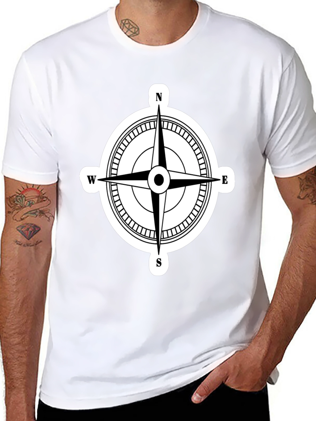 Compass Rose Graphic T-Shirt - Black
