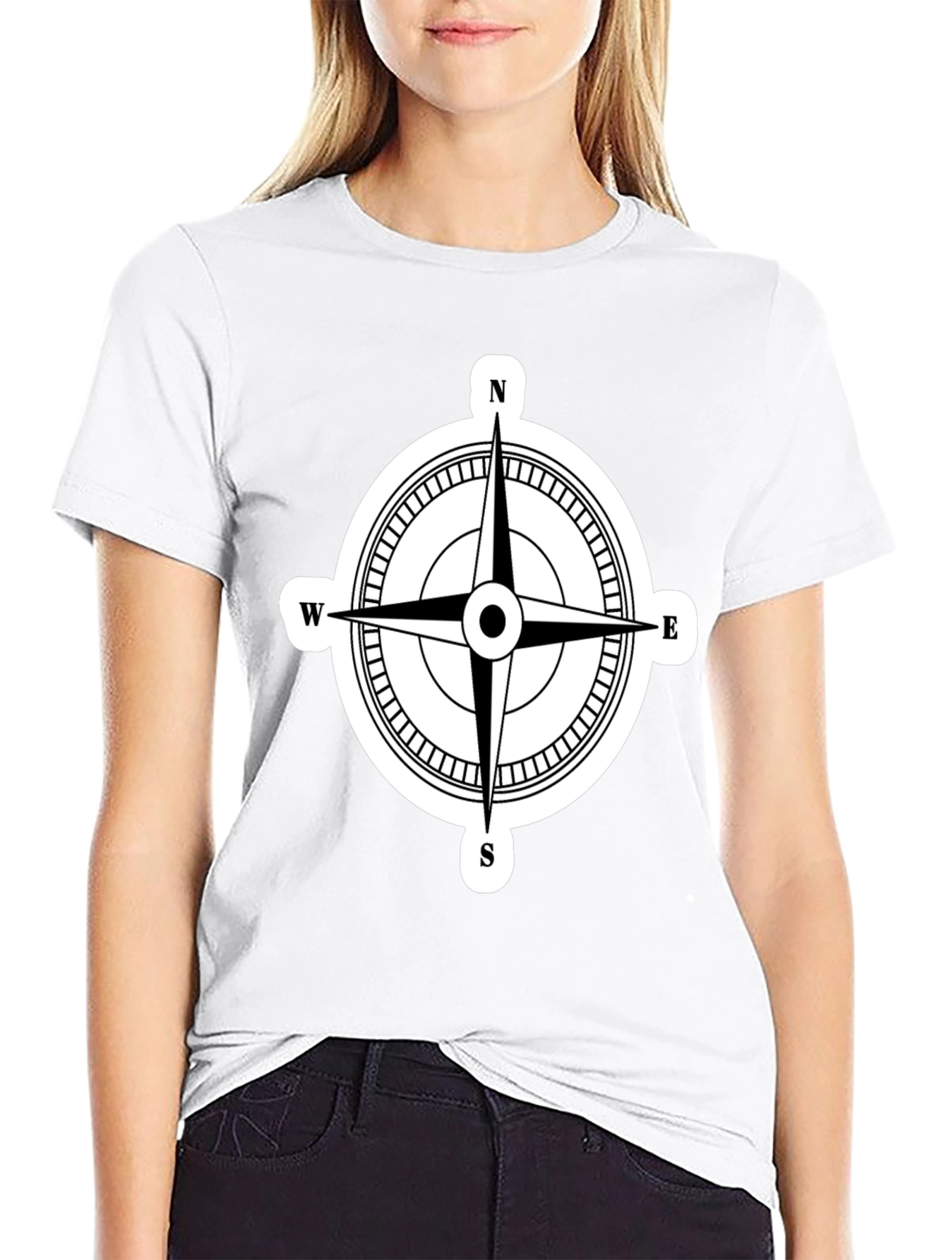 Compass Rose Graphic T-Shirt - Black