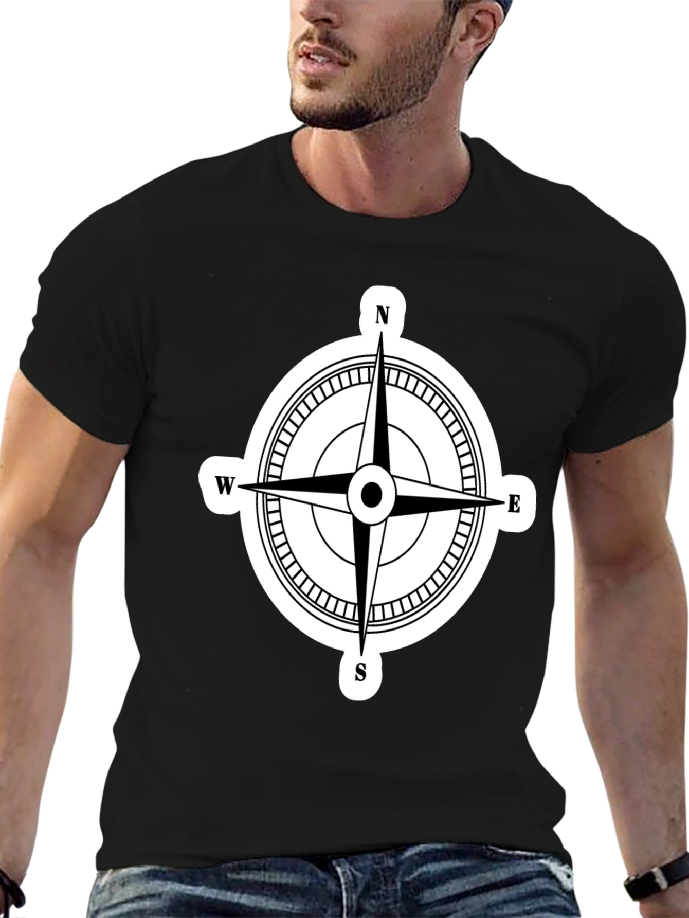 Compass Rose Graphic T-Shirt - Black