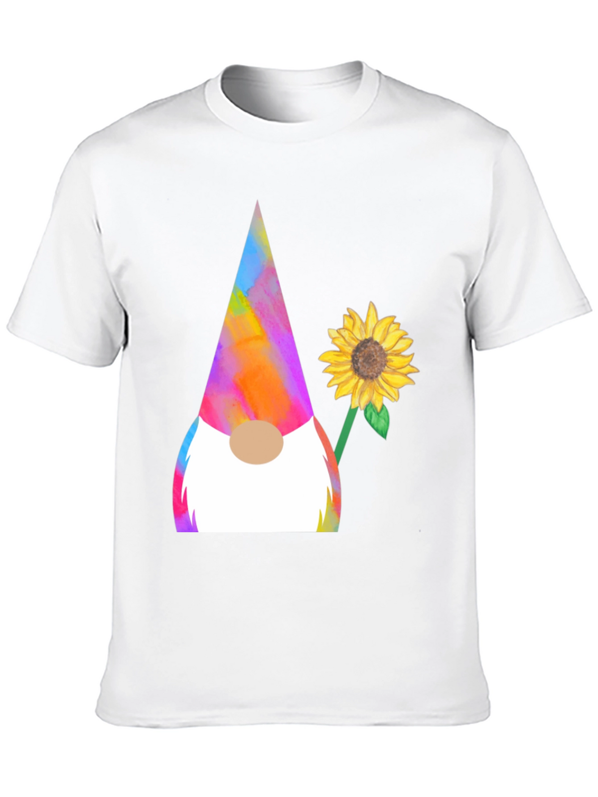 Gnome and Sunflower Graphic Tee - Quirky Mens T-Shirt
