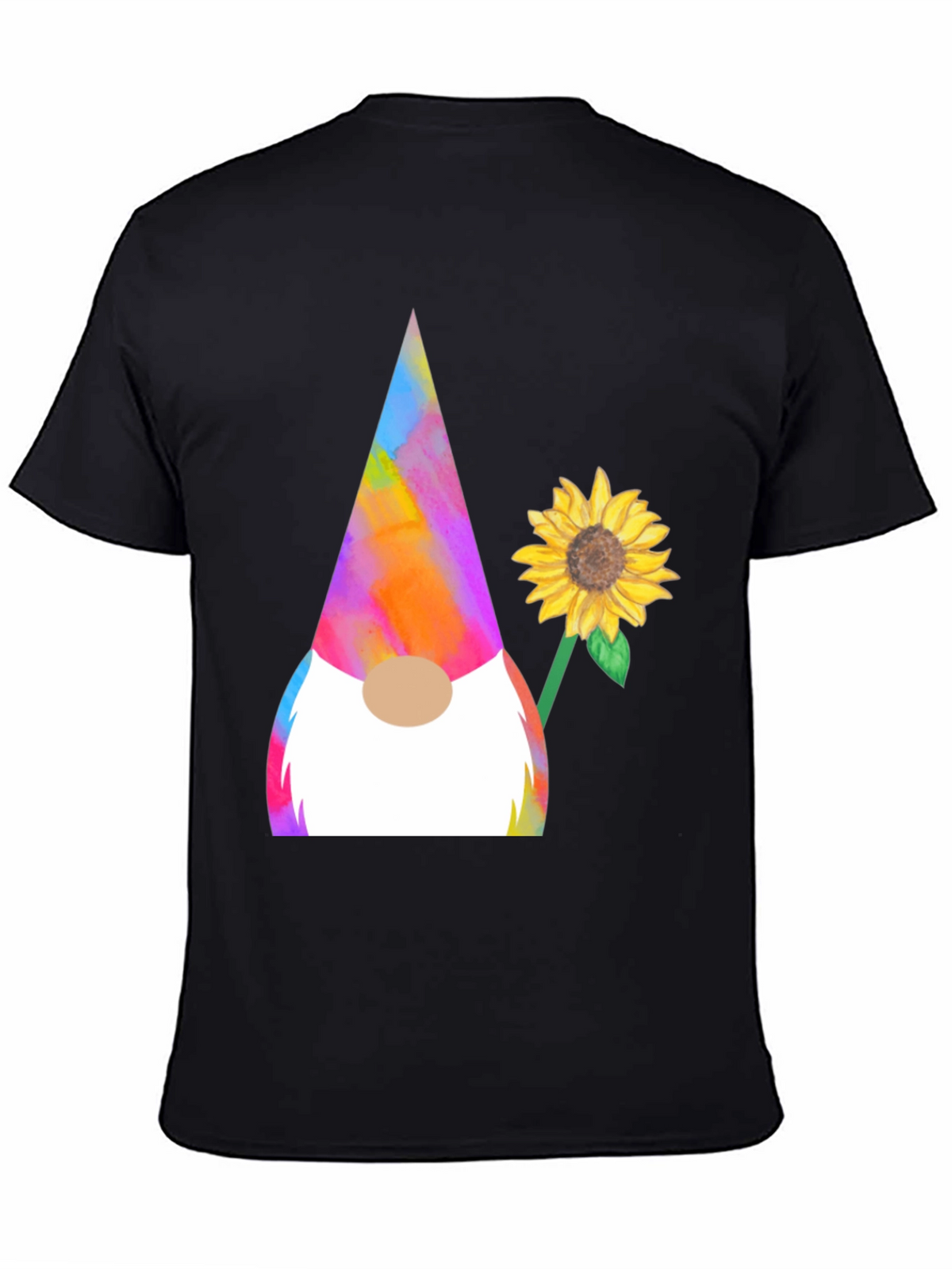 Gnome and Sunflower Graphic Tee - Quirky Mens T-Shirt