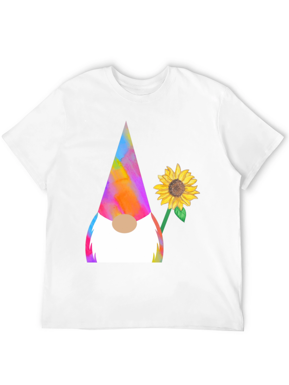 Gnome and Sunflower Graphic Tee - Quirky Mens T-Shirt