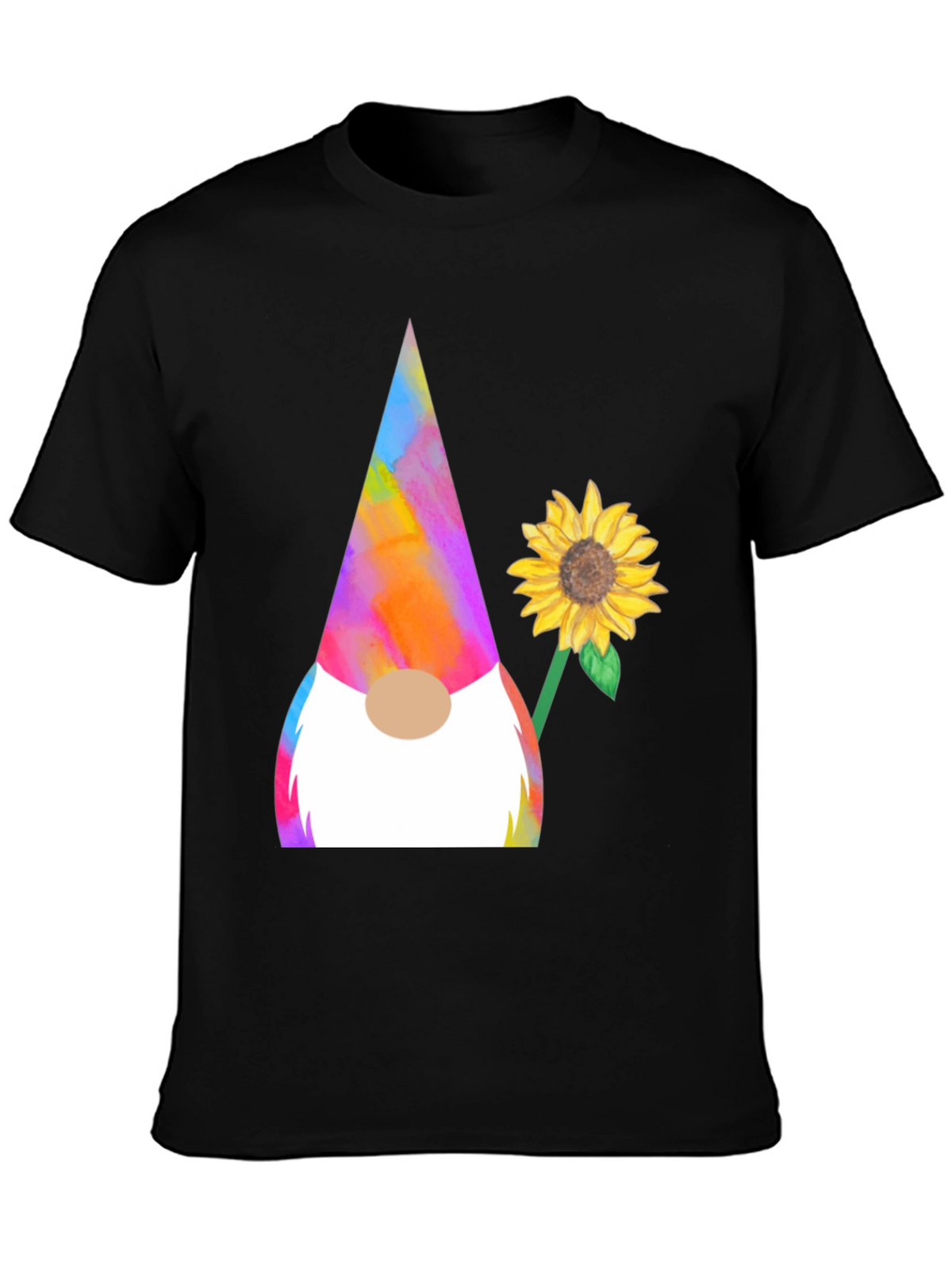 Gnome and Sunflower Graphic Tee - Quirky Mens T-Shirt