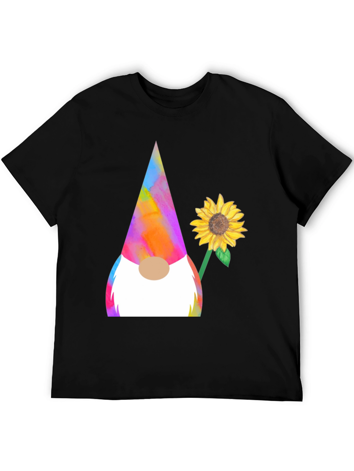 Gnome and Sunflower Graphic Tee - Quirky Mens T-Shirt