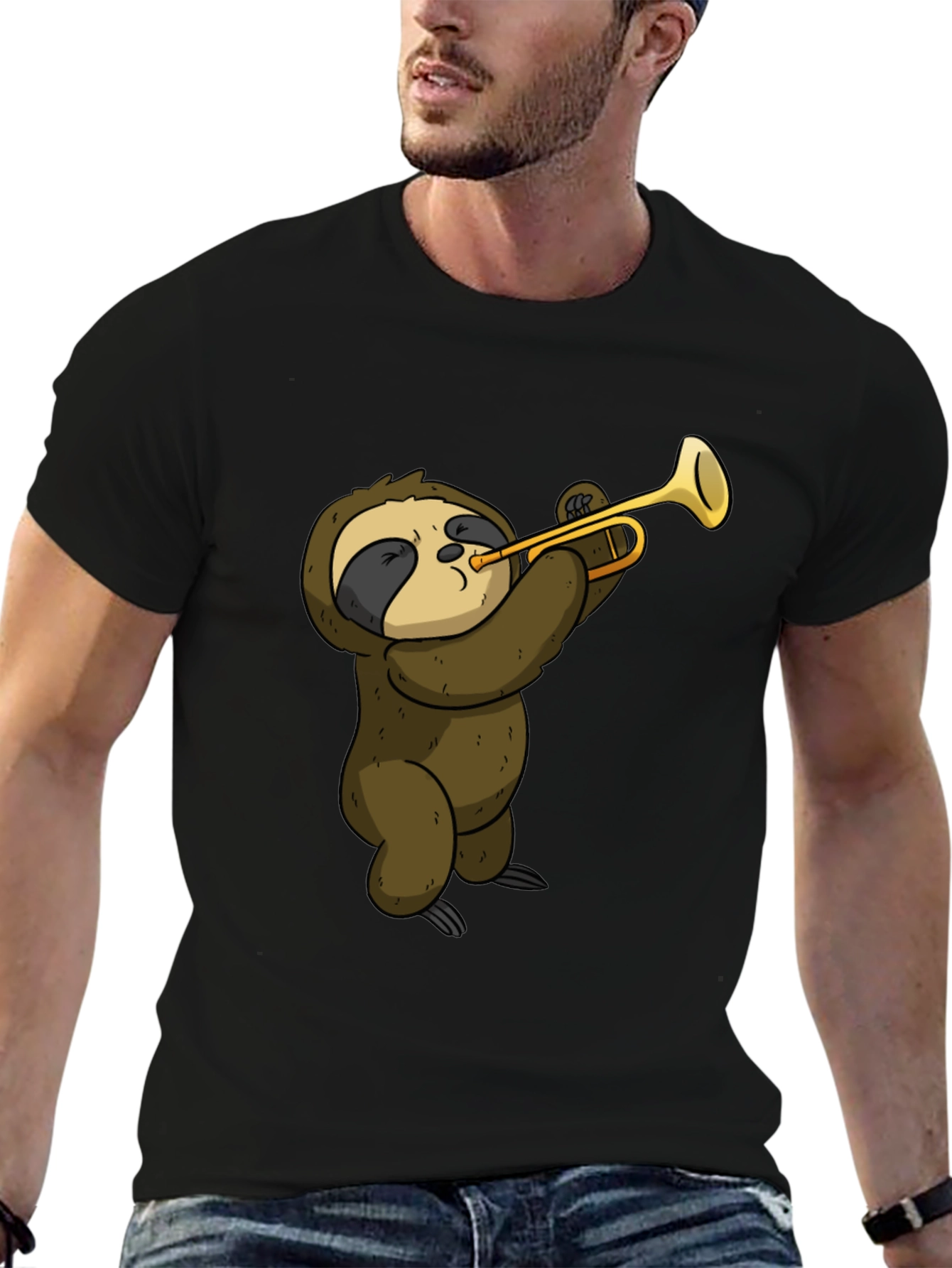 Sloth Trumpet T-Shirt - Funny Musical Animal Tee