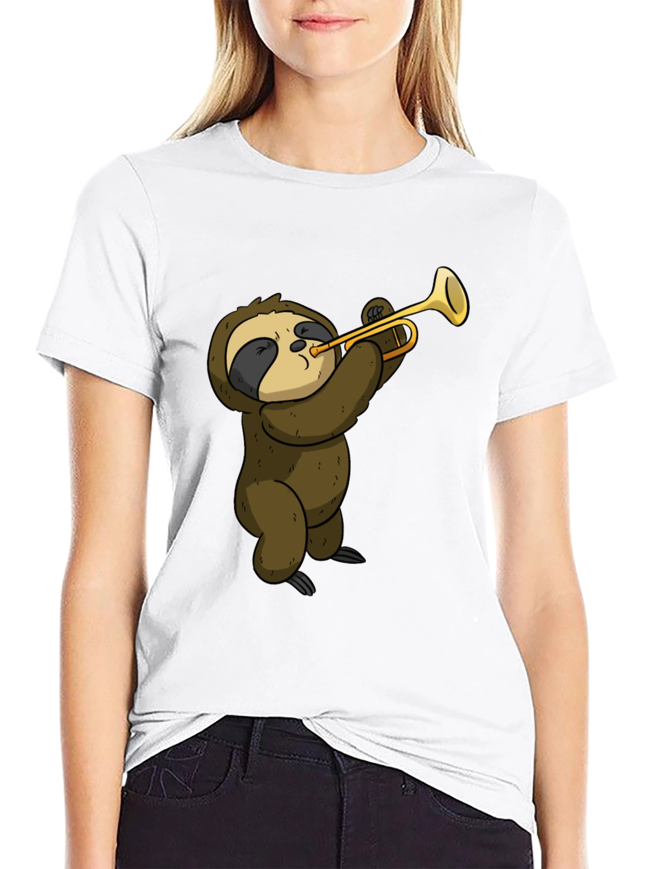 Sloth Trumpet T-Shirt - Funny Musical Animal Tee