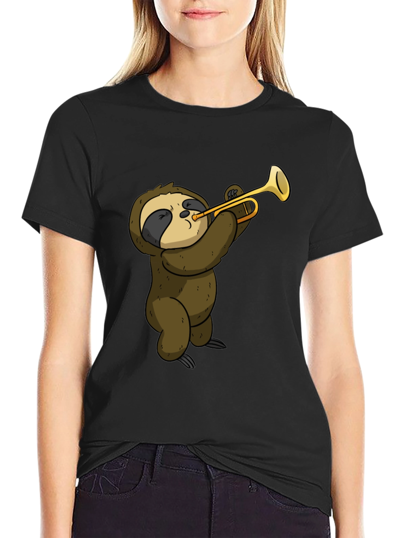 Sloth Trumpet T-Shirt - Funny Musical Animal Tee