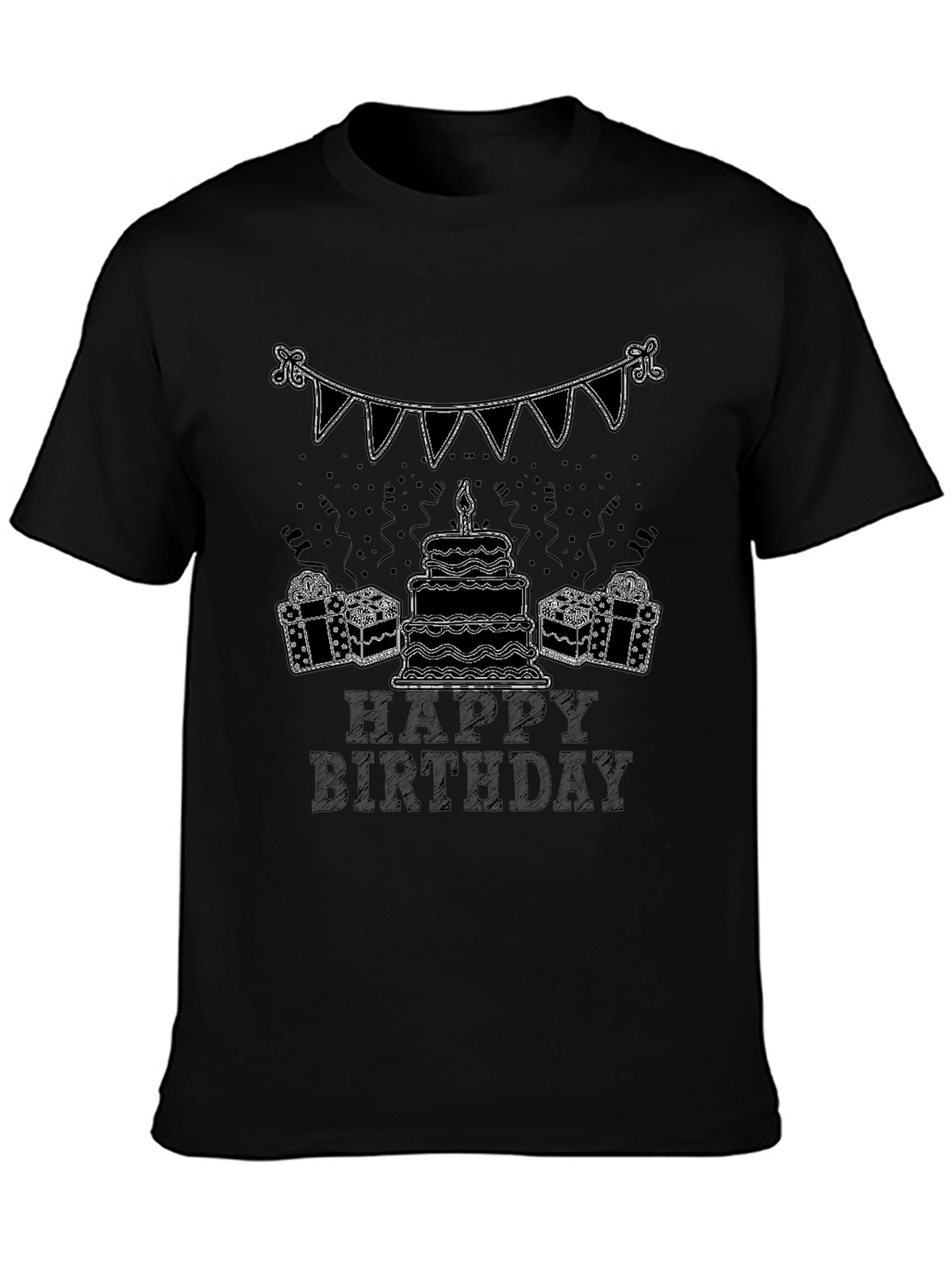 Happy Birthday Graphic Tee - Black