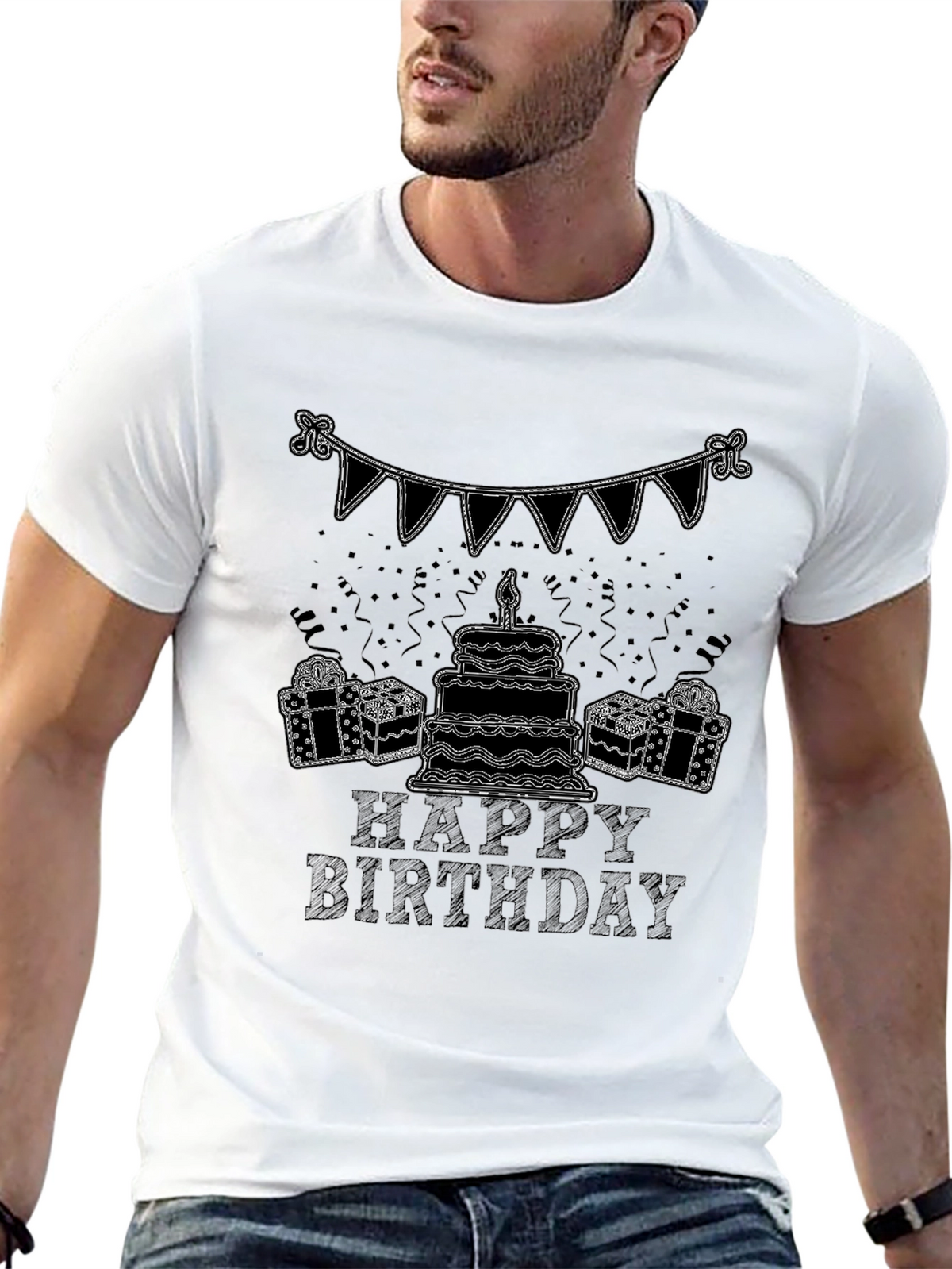 Happy Birthday Graphic Tee - Black