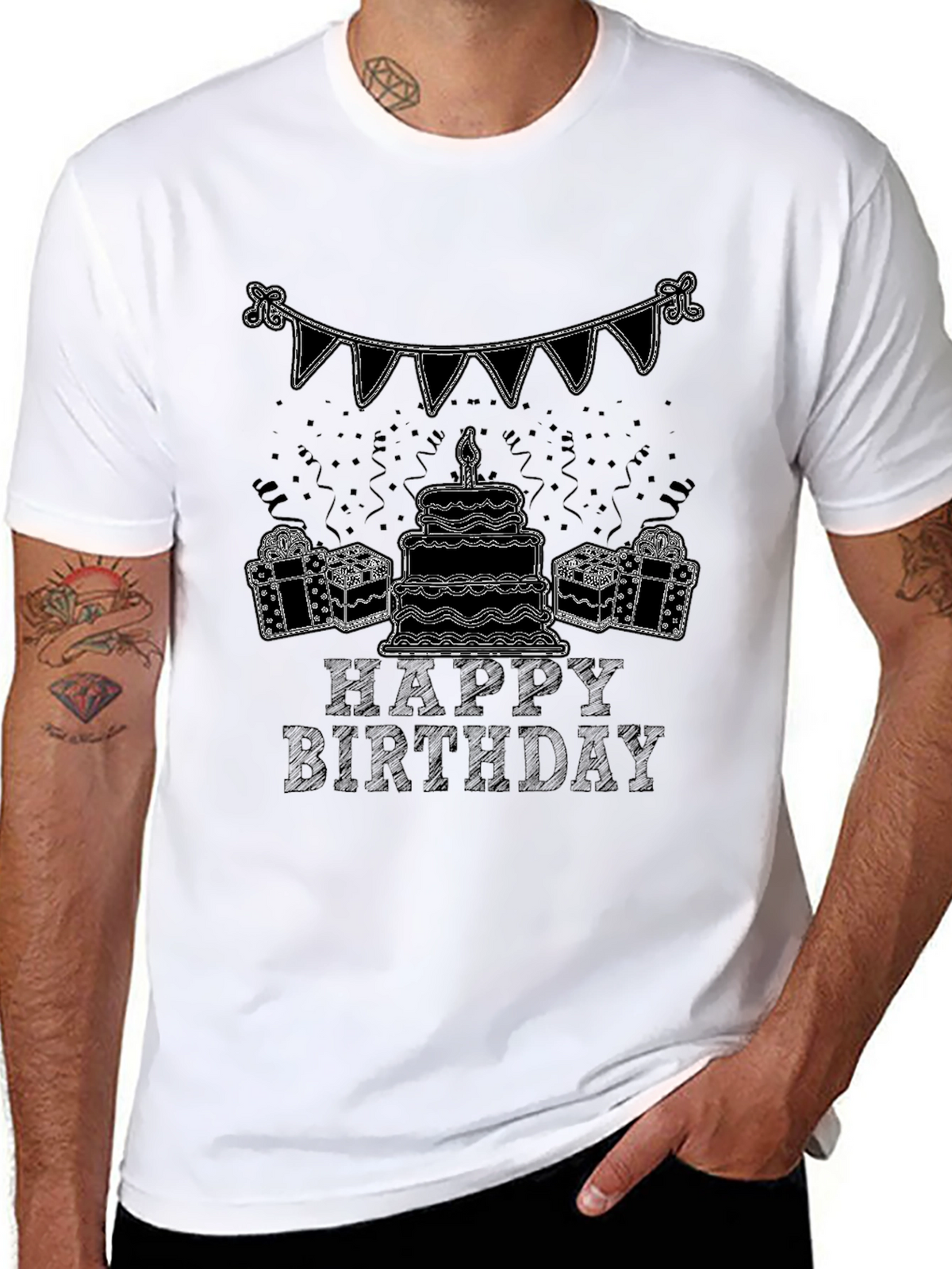 Happy Birthday Graphic Tee - Black