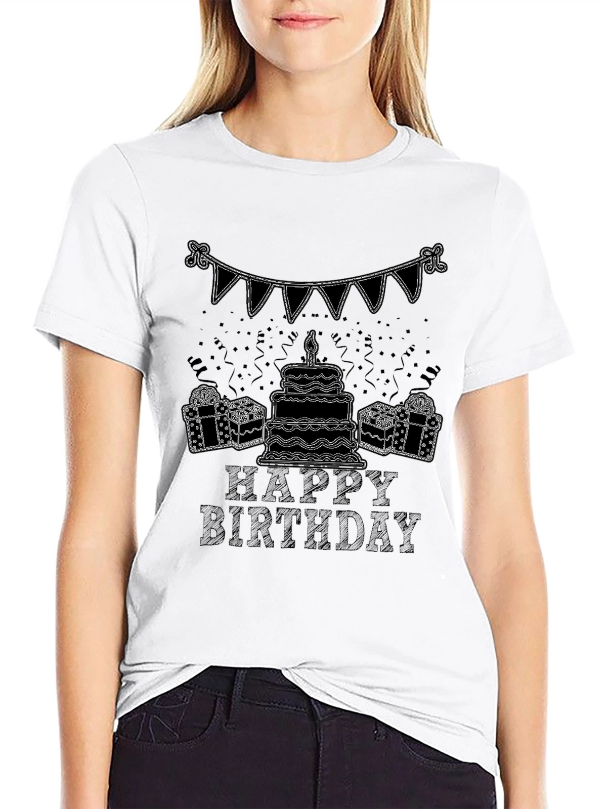 Happy Birthday Graphic Tee - Black