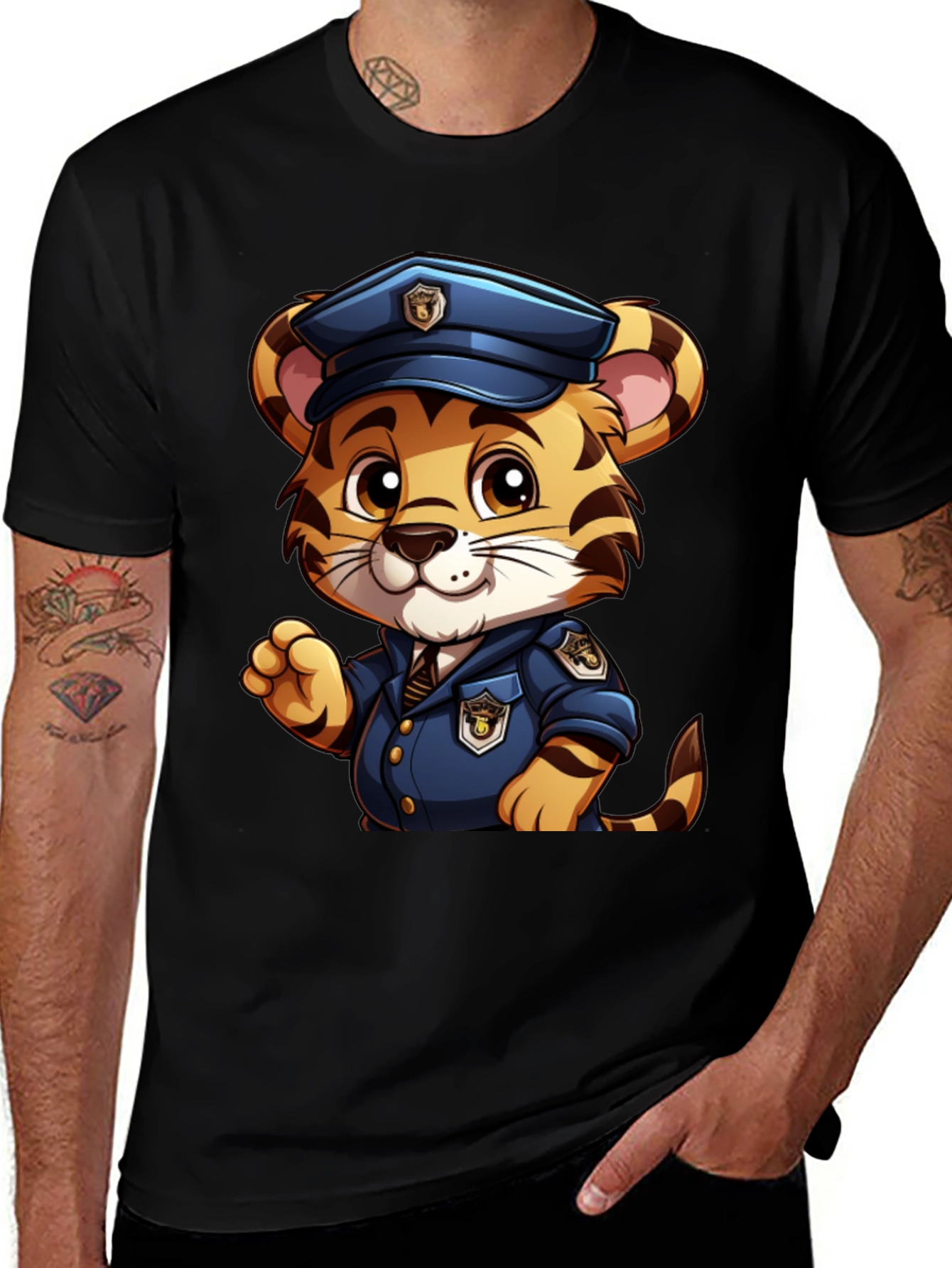 Tiger Police T-Shirt - Cartoon Design