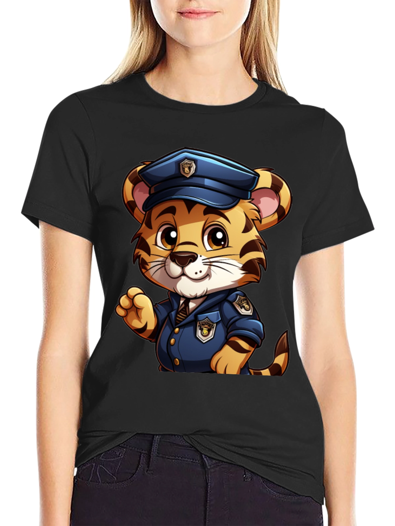 Tiger Police T-Shirt - Cartoon Design