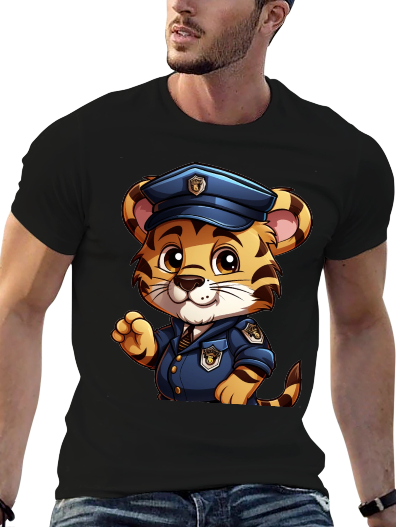 Tiger Police T-Shirt - Cartoon Design