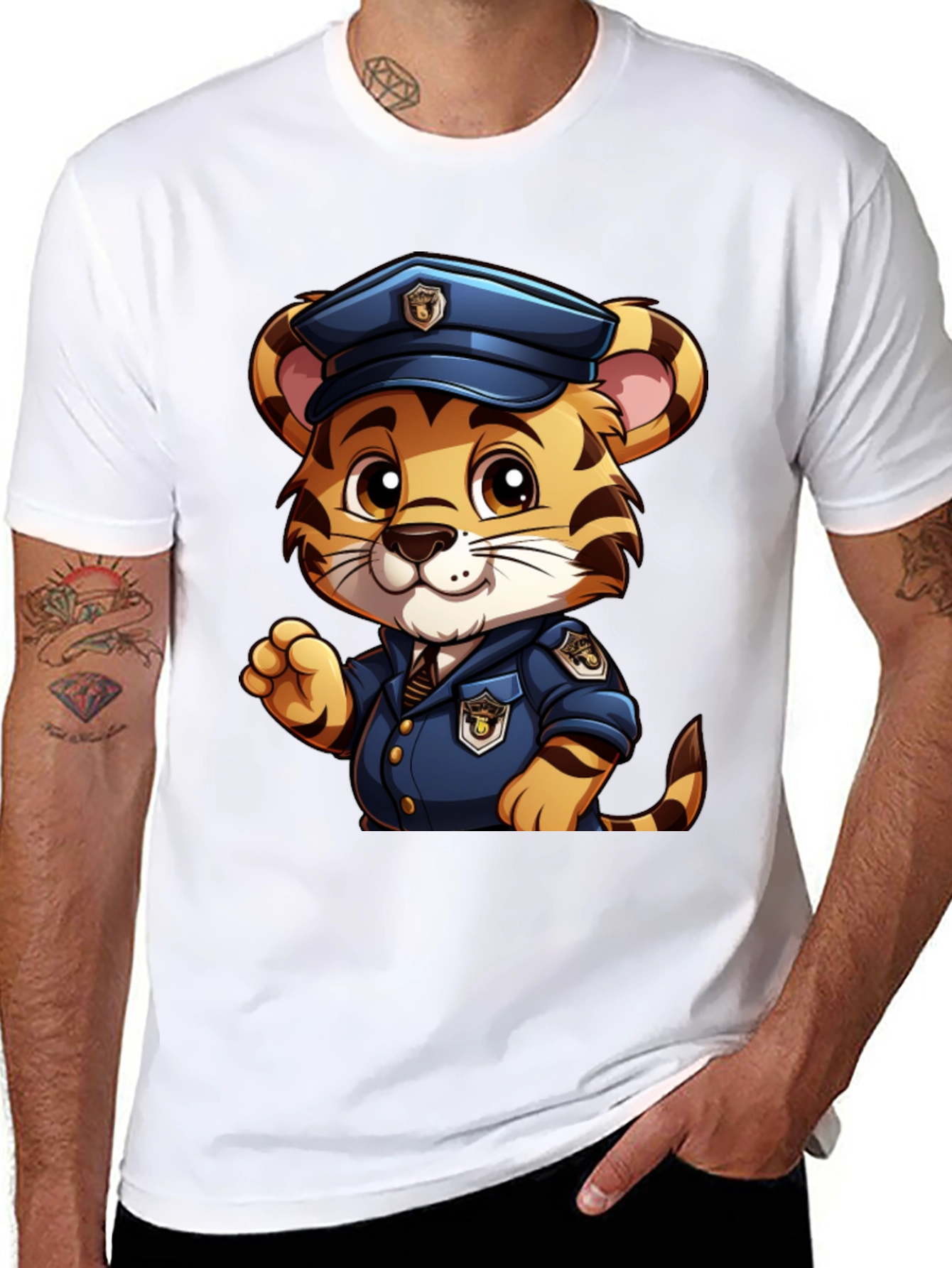 Tiger Police T-Shirt - Cartoon Design