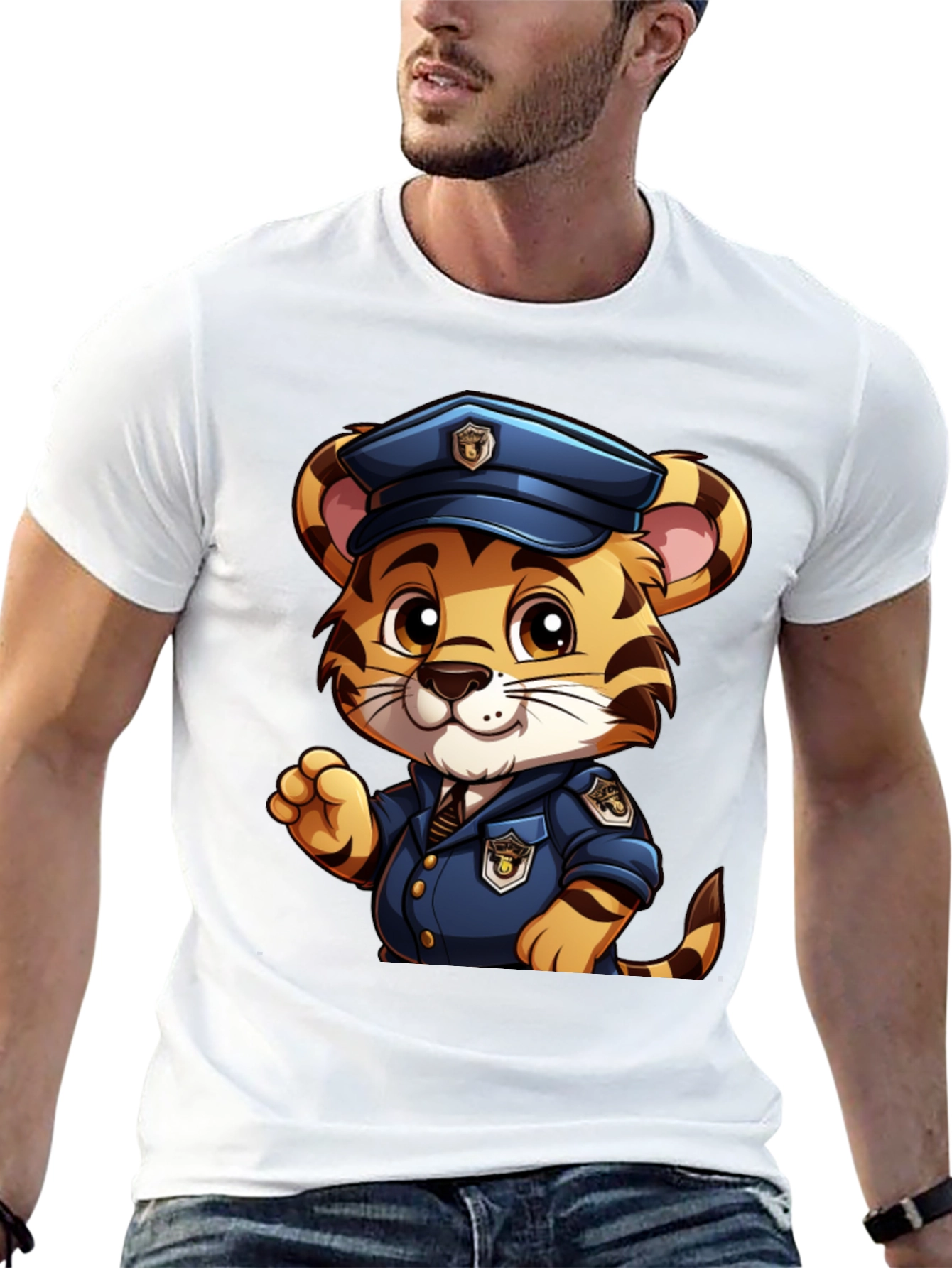 Tiger Police T-Shirt - Cartoon Design