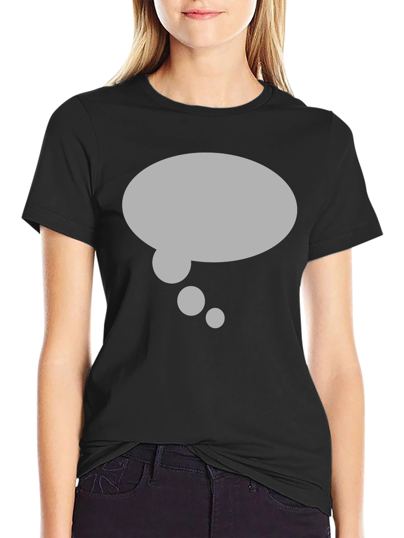 Black T-Shirt with Gray Thought Bubble Design