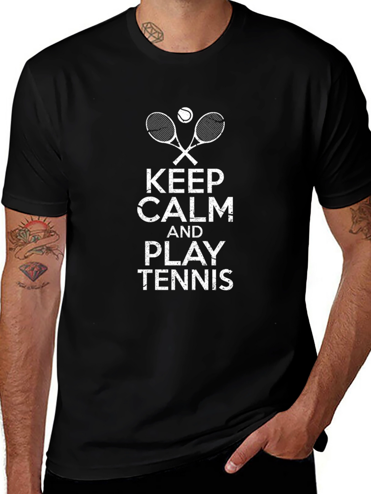 Keep Calm and Play Tennis Graphic T-Shirt
