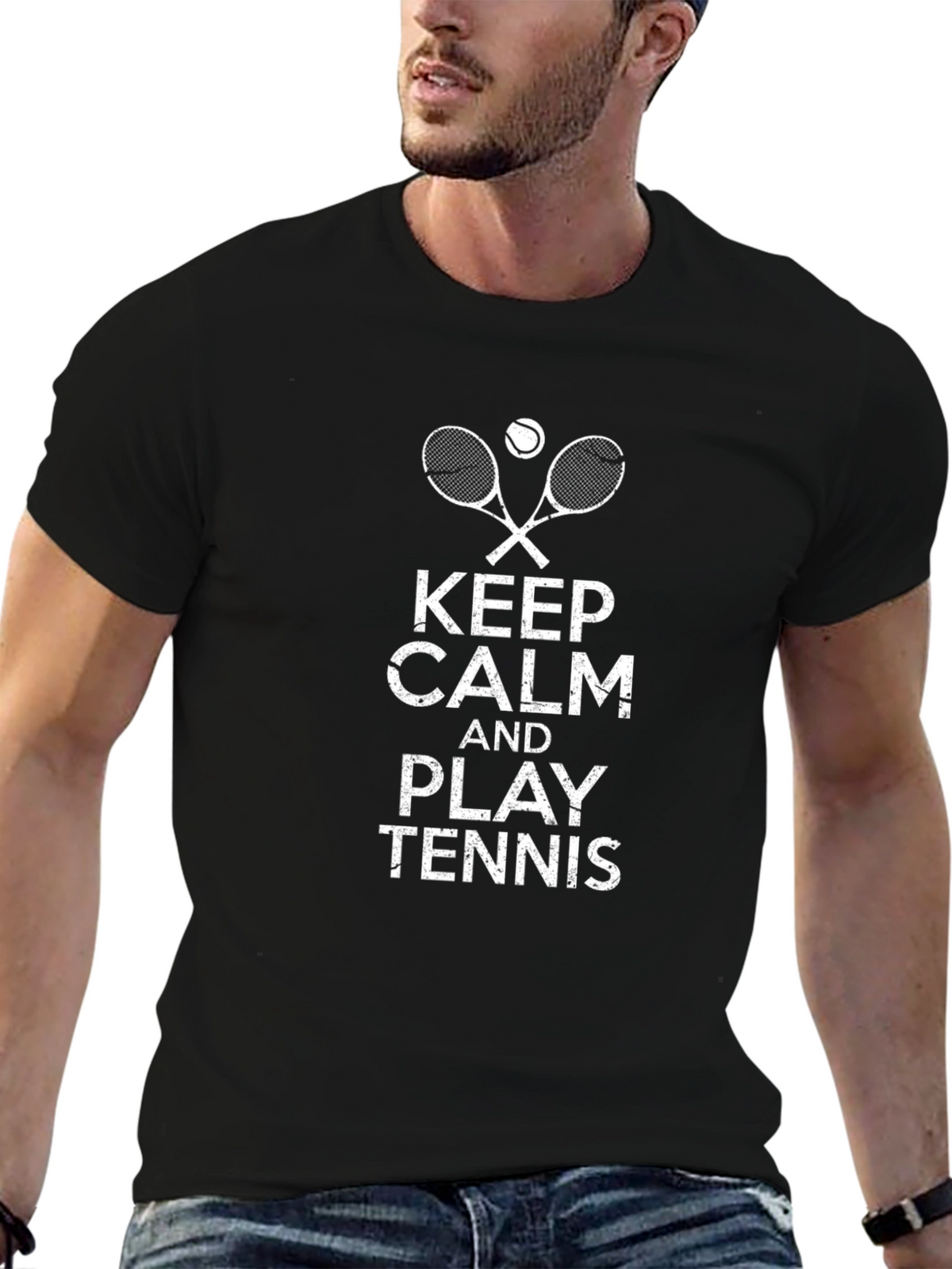 Keep Calm and Play Tennis Graphic T-Shirt