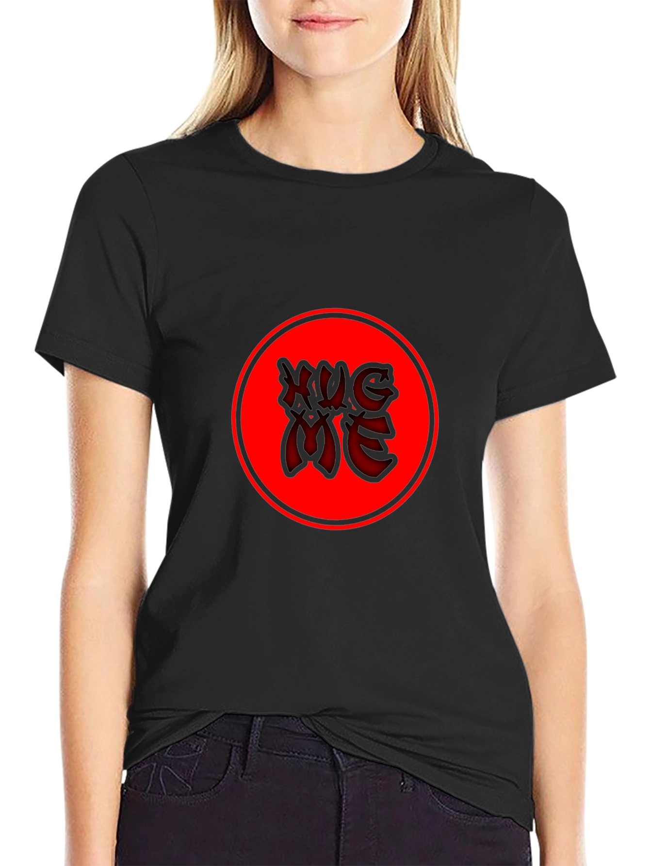 Red Circle Graphic Tee - Black
