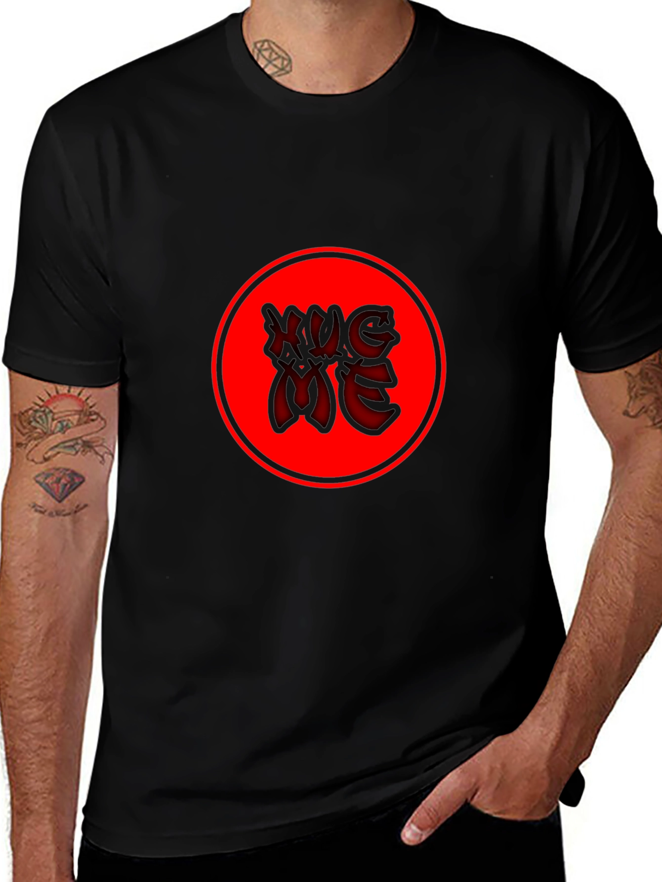 Red Circle Graphic Tee - Black