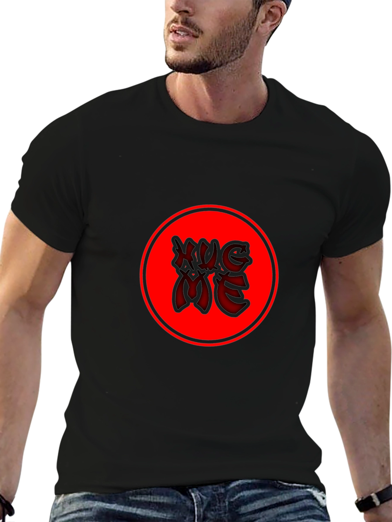 Red Circle Graphic Tee - Black