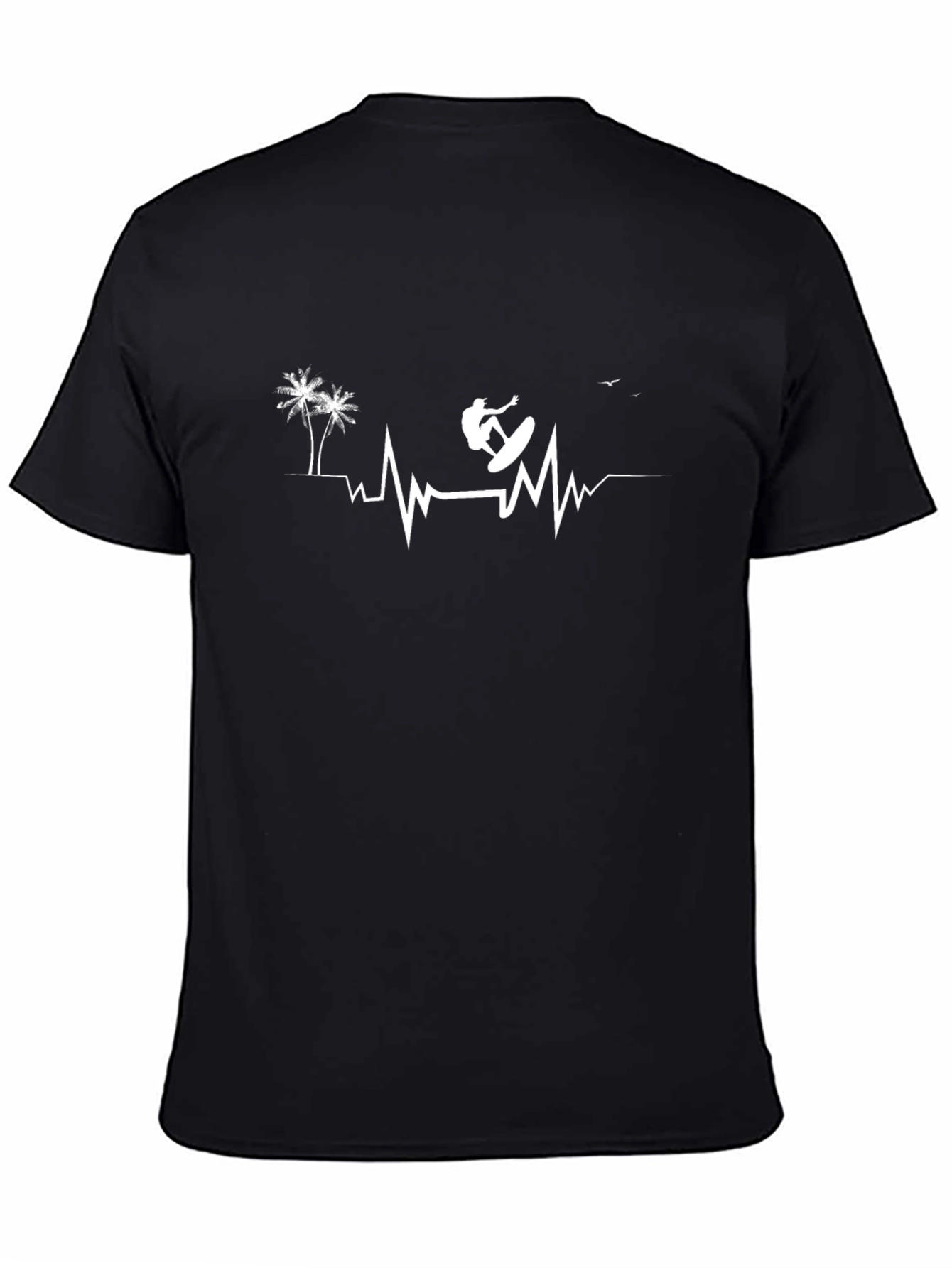 Surfing Heartbeat Graphic Tee - Casual Cotton Comfort