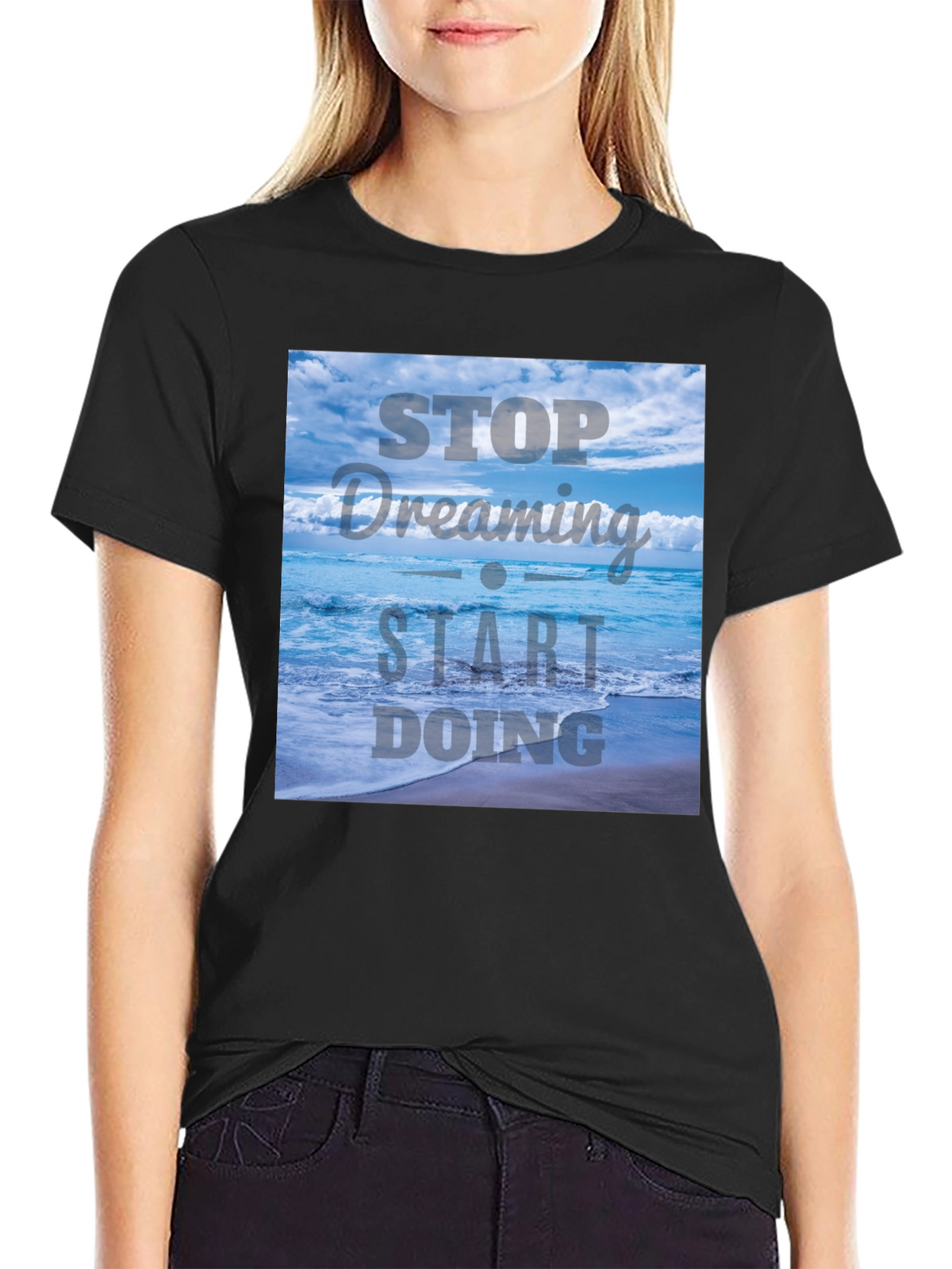 Inspirational Ocean T-Shirt - Stop Dreaming Start Doing