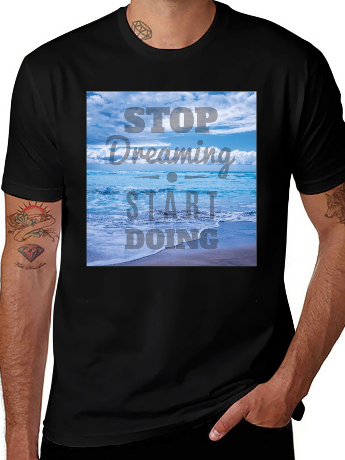 Inspirational Ocean T-Shirt - Stop Dreaming Start Doing