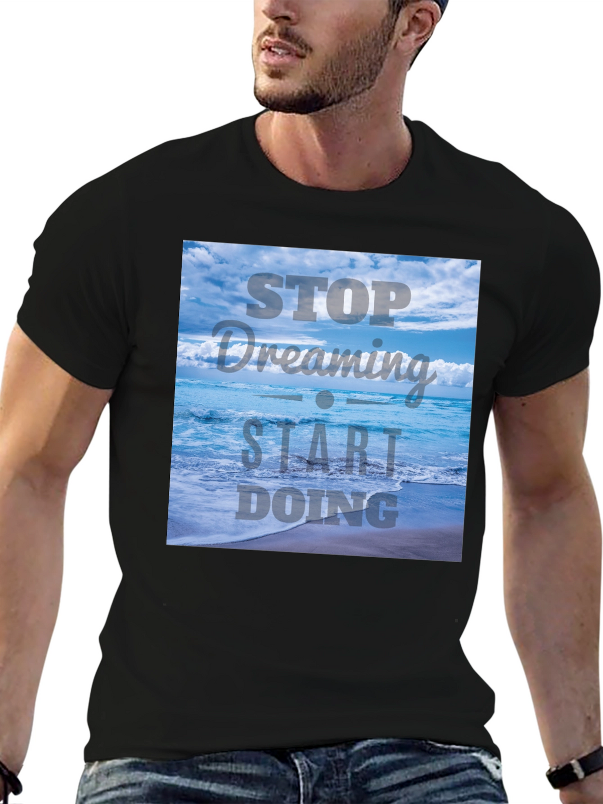 Inspirational Ocean T-Shirt - Stop Dreaming Start Doing