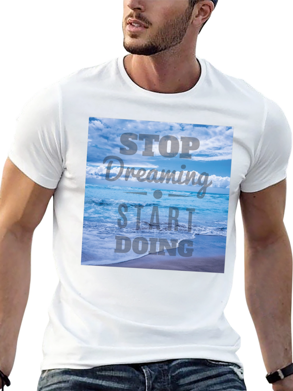 Inspirational Ocean T-Shirt - Stop Dreaming Start Doing
