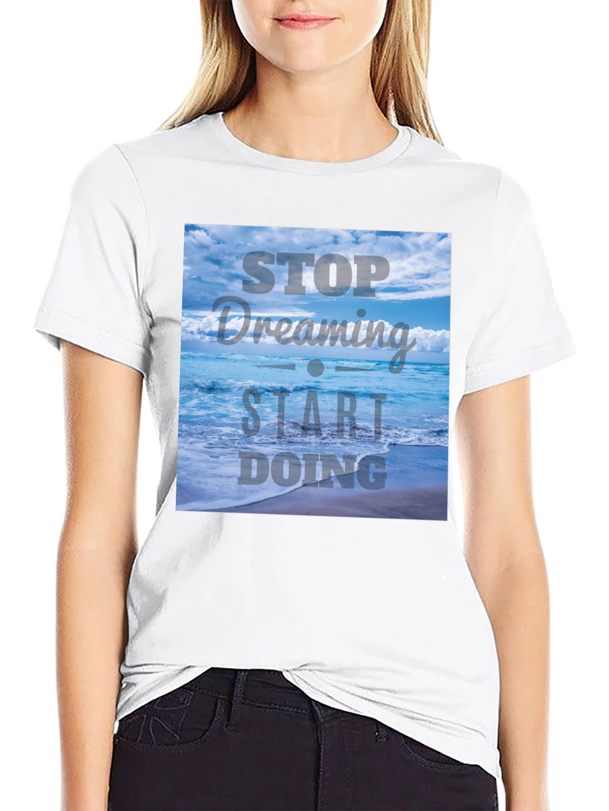 Inspirational Ocean T-Shirt - Stop Dreaming Start Doing