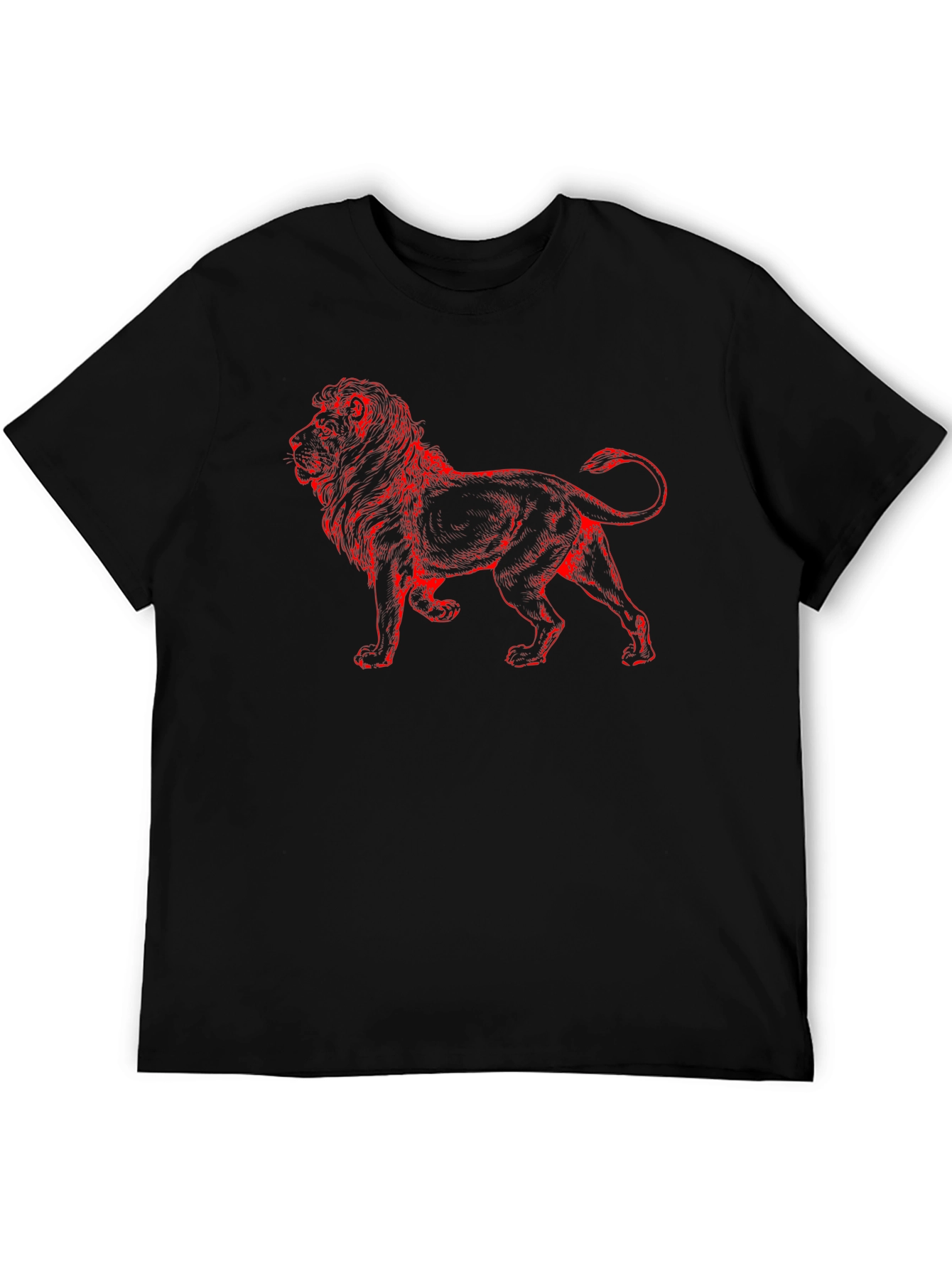 Lion Graphic T-Shirt - Red Print on Black
