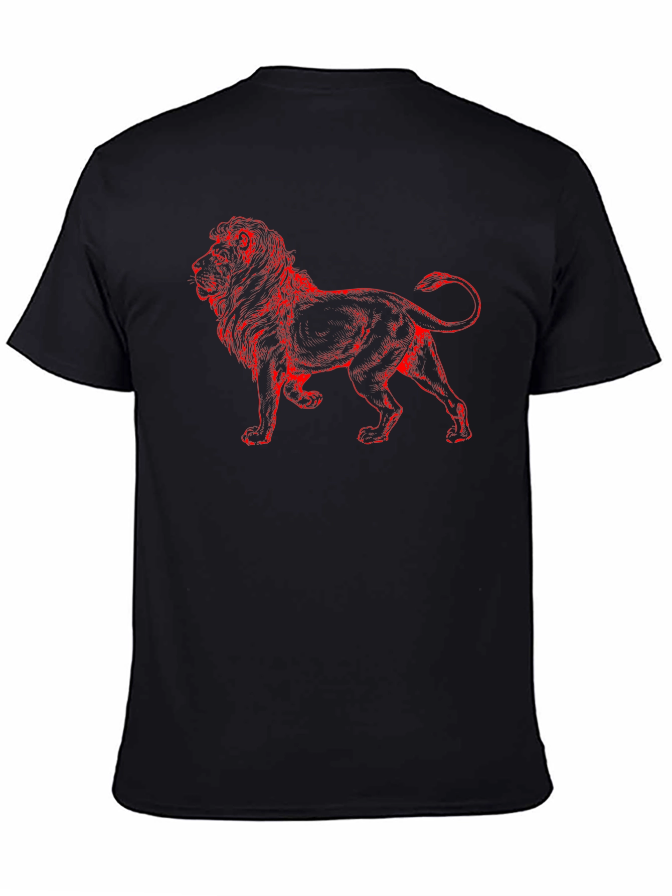 Lion Graphic T-Shirt - Red Print on Black