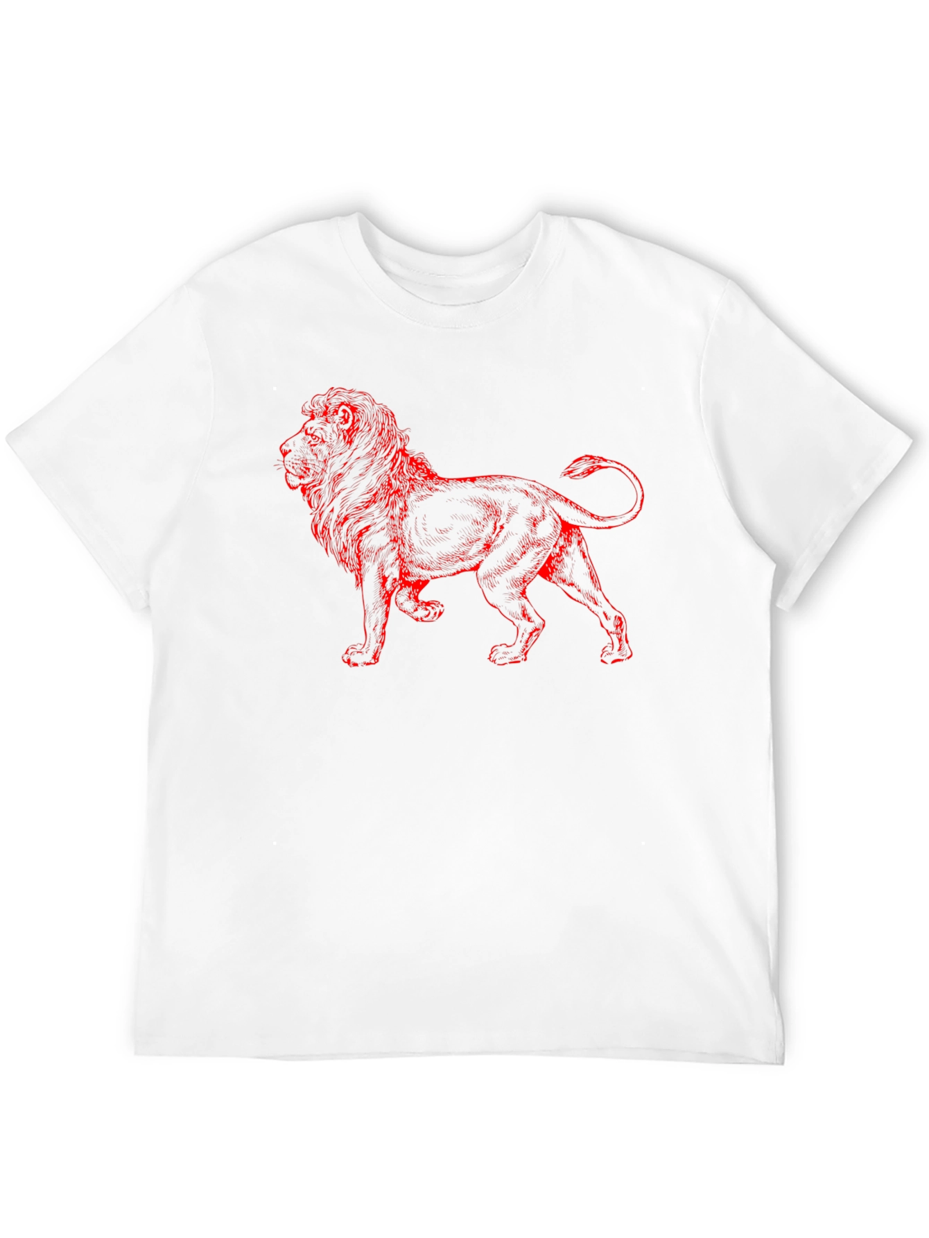 Lion Graphic T-Shirt - Red Print on Black