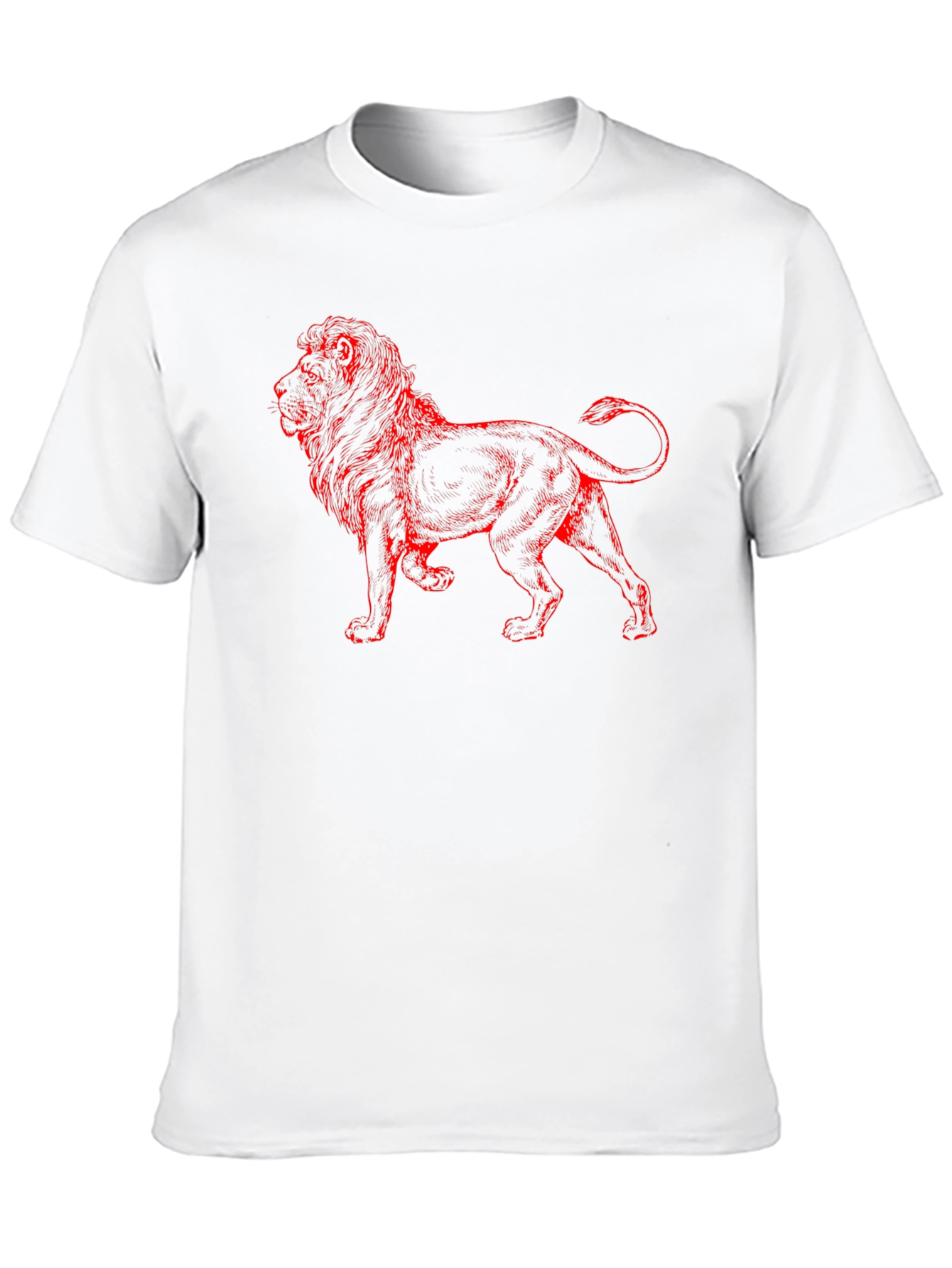 Lion Graphic T-Shirt - Red Print on Black