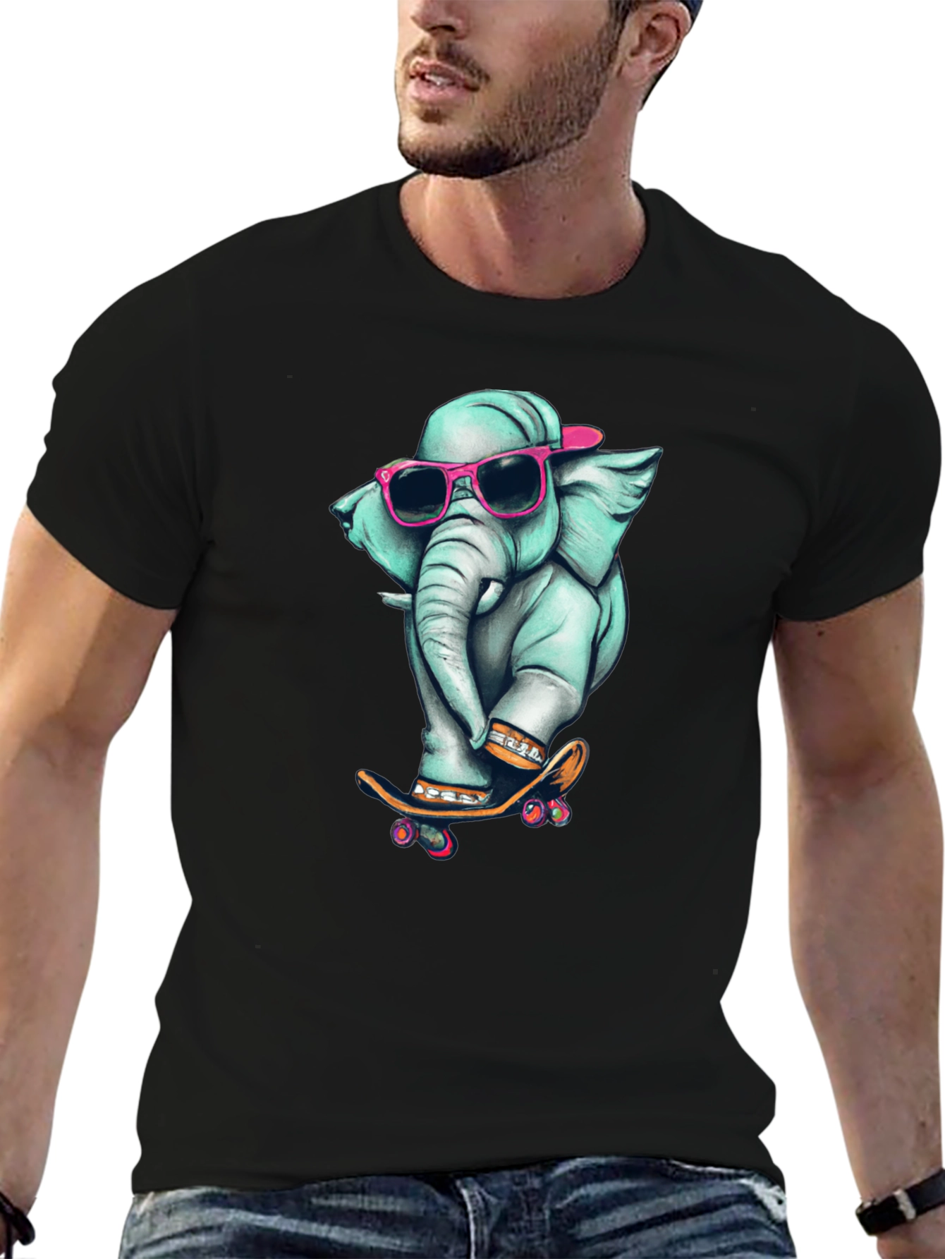 Cool Elephant Skateboard Graphic Tee