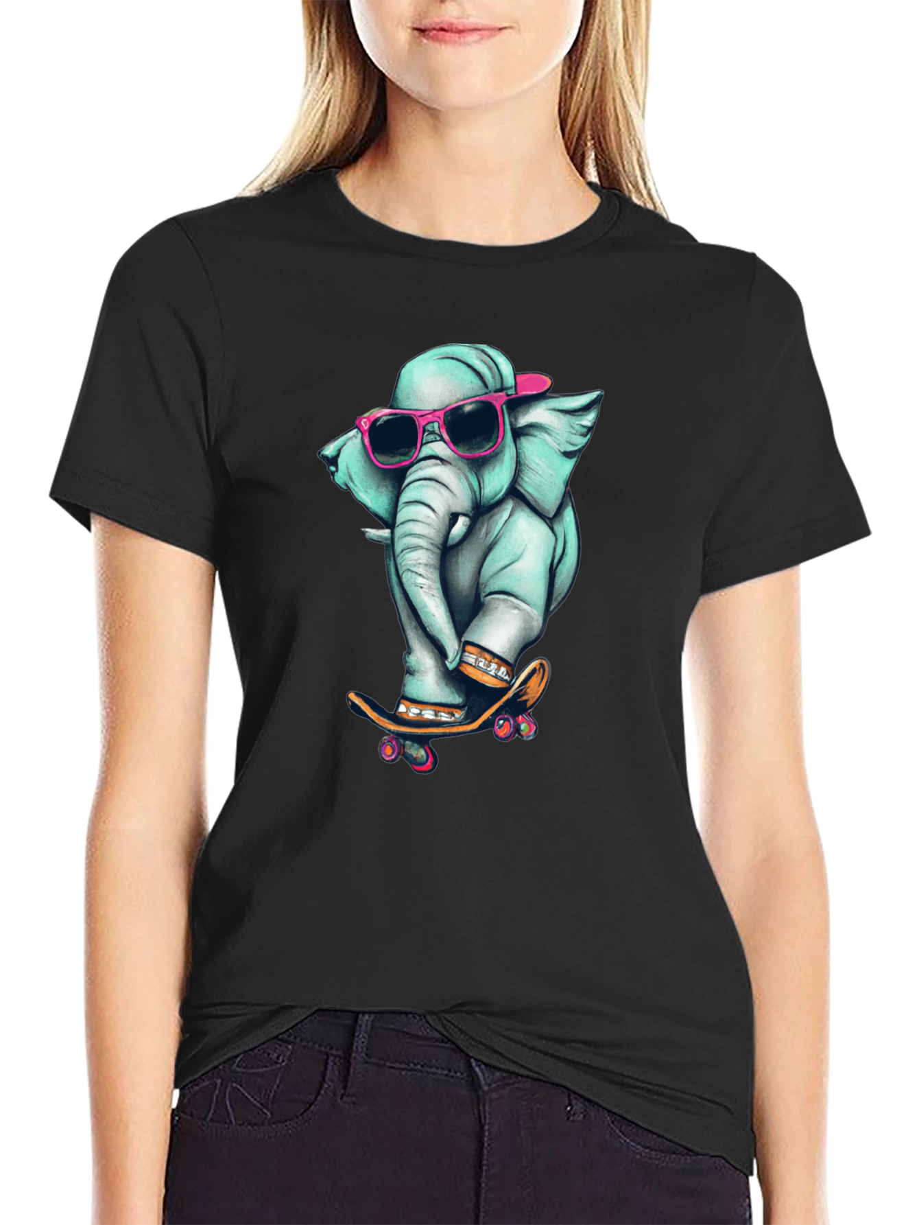 Cool Elephant Skateboard Graphic Tee