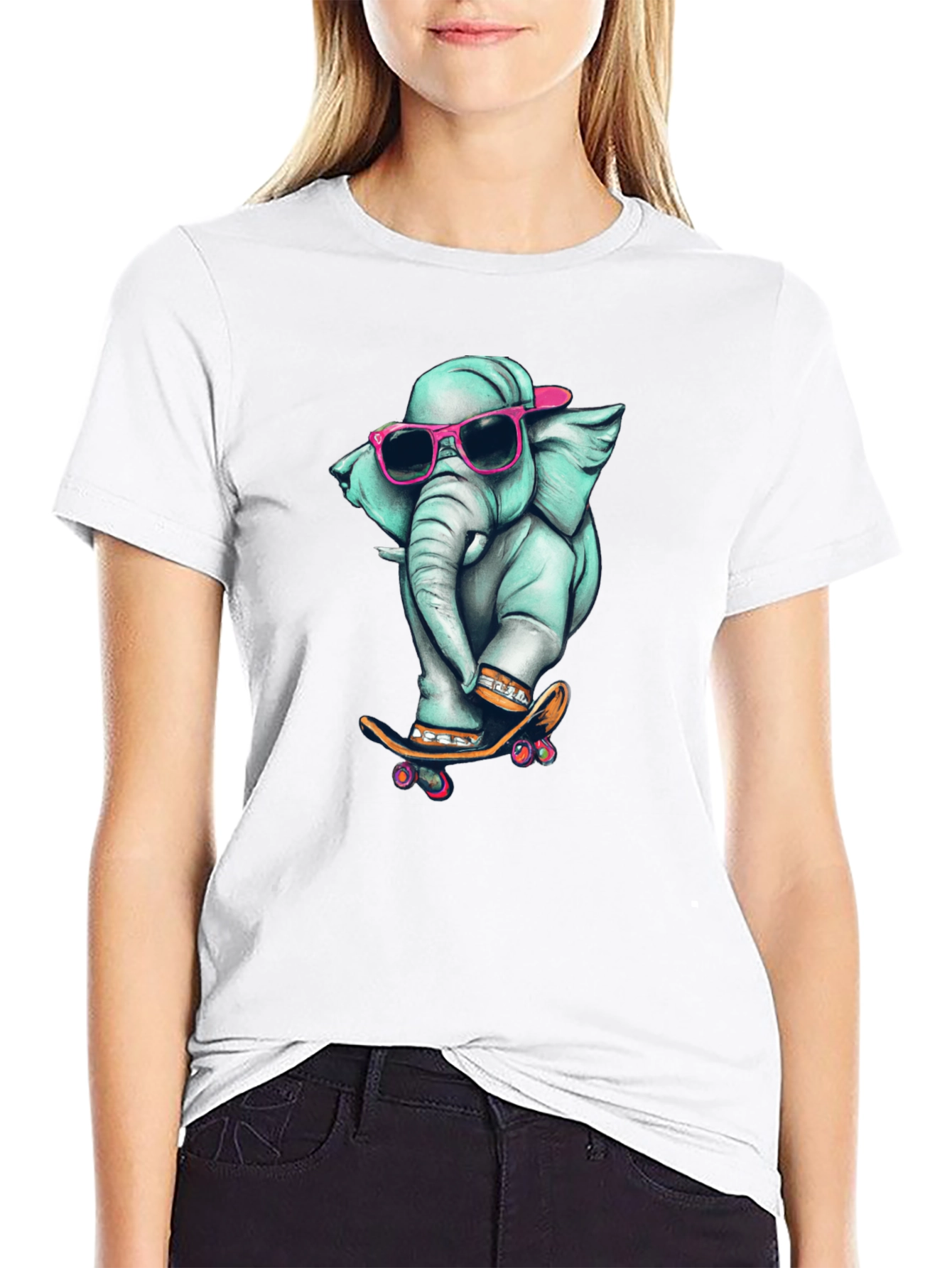 Cool Elephant Skateboard Graphic Tee