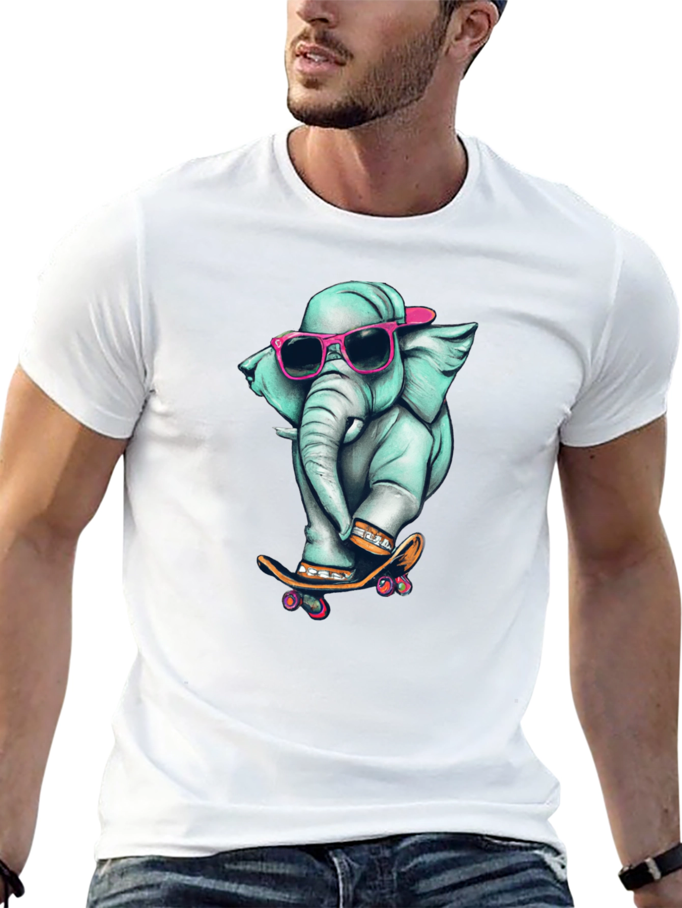 Cool Elephant Skateboard Graphic Tee