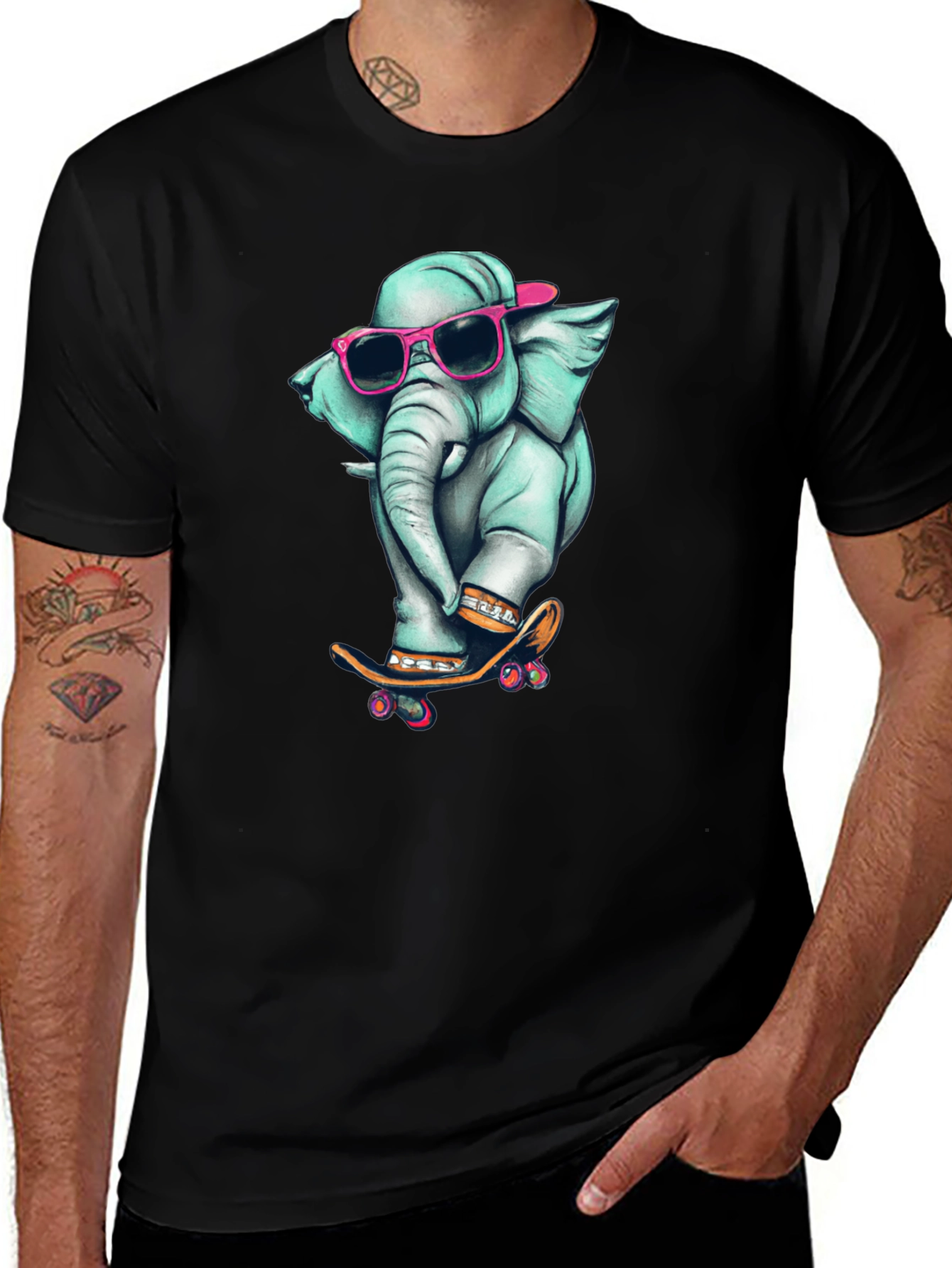 Cool Elephant Skateboard Graphic Tee