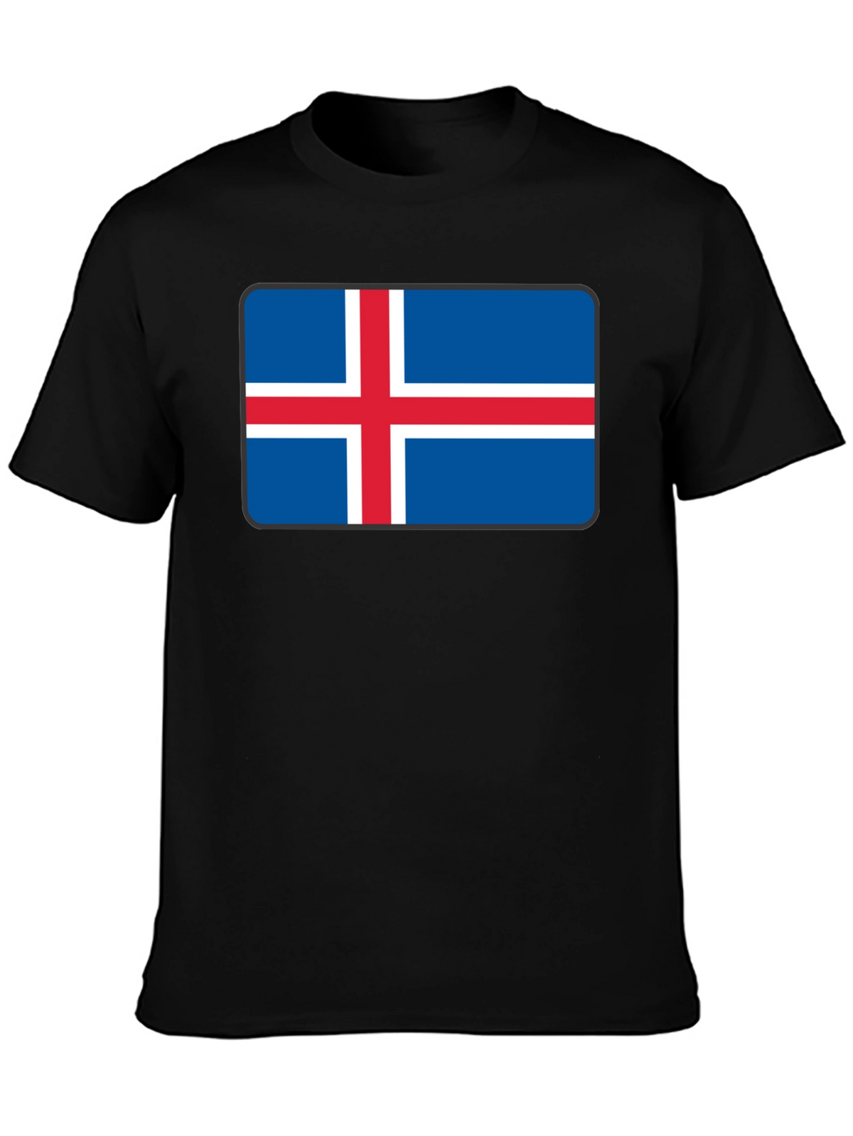 Iceland Flag T-Shirt - Black Crew Neck Tee