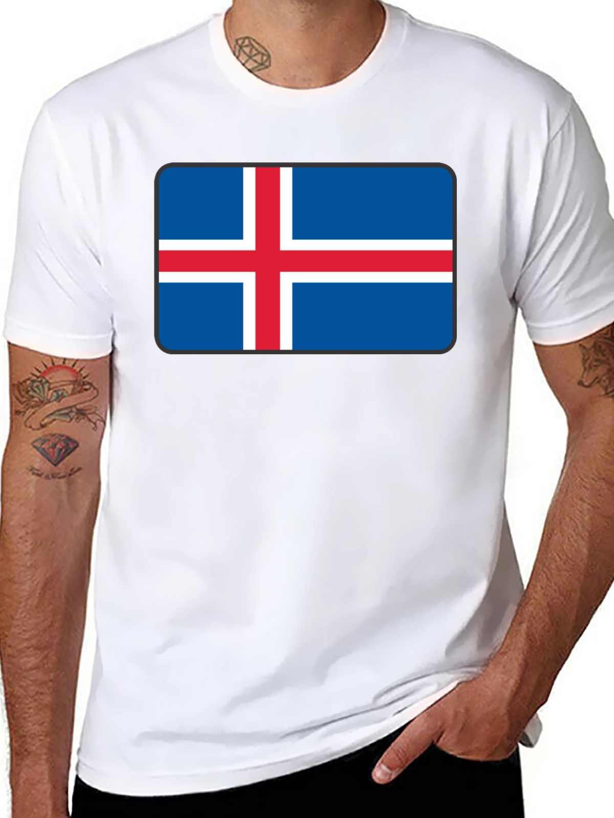 Iceland Flag T-Shirt - Black Crew Neck Tee