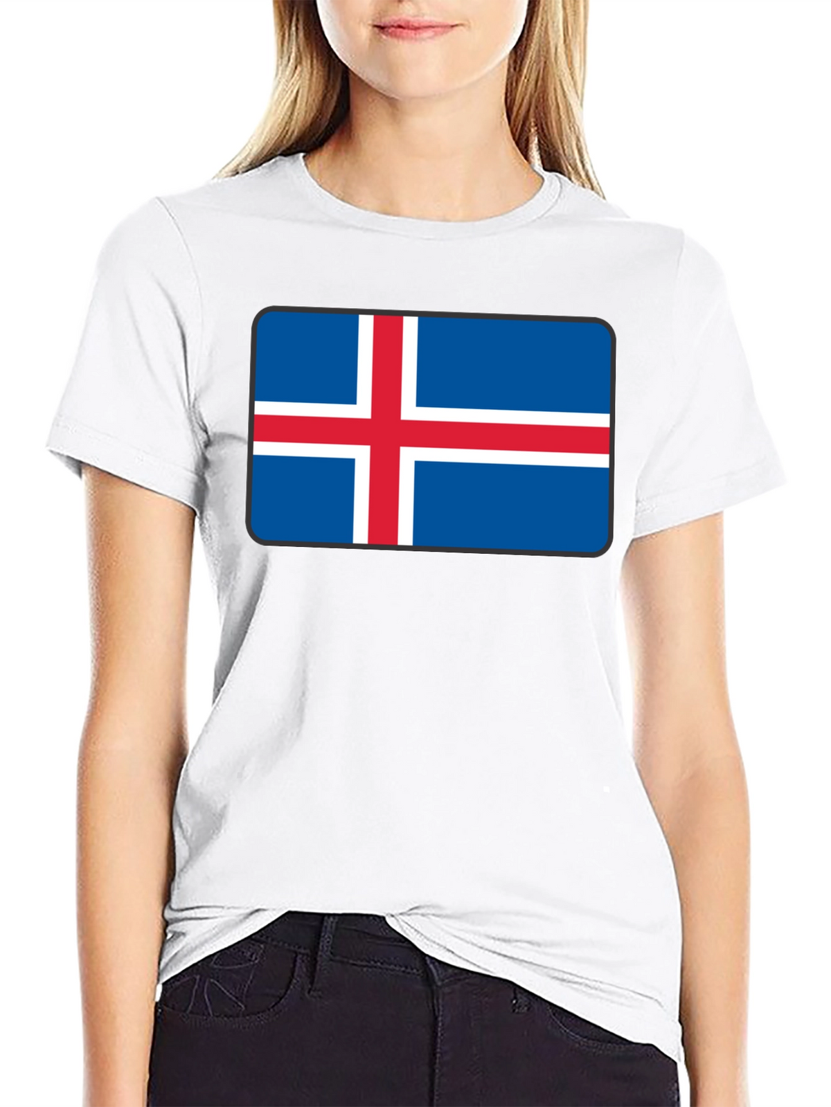 Iceland Flag T-Shirt - Black Crew Neck Tee