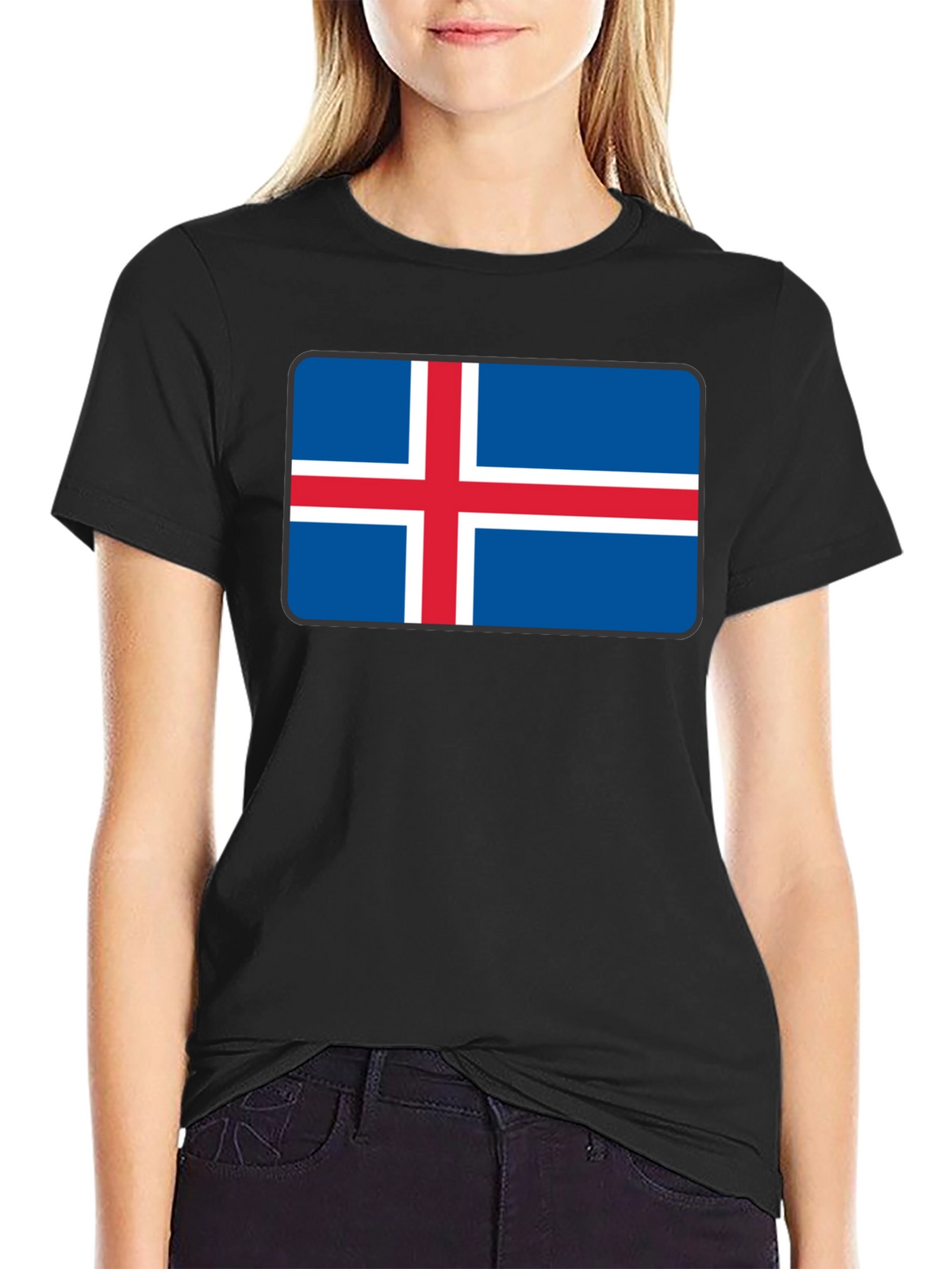 Iceland Flag T-Shirt - Black Crew Neck Tee
