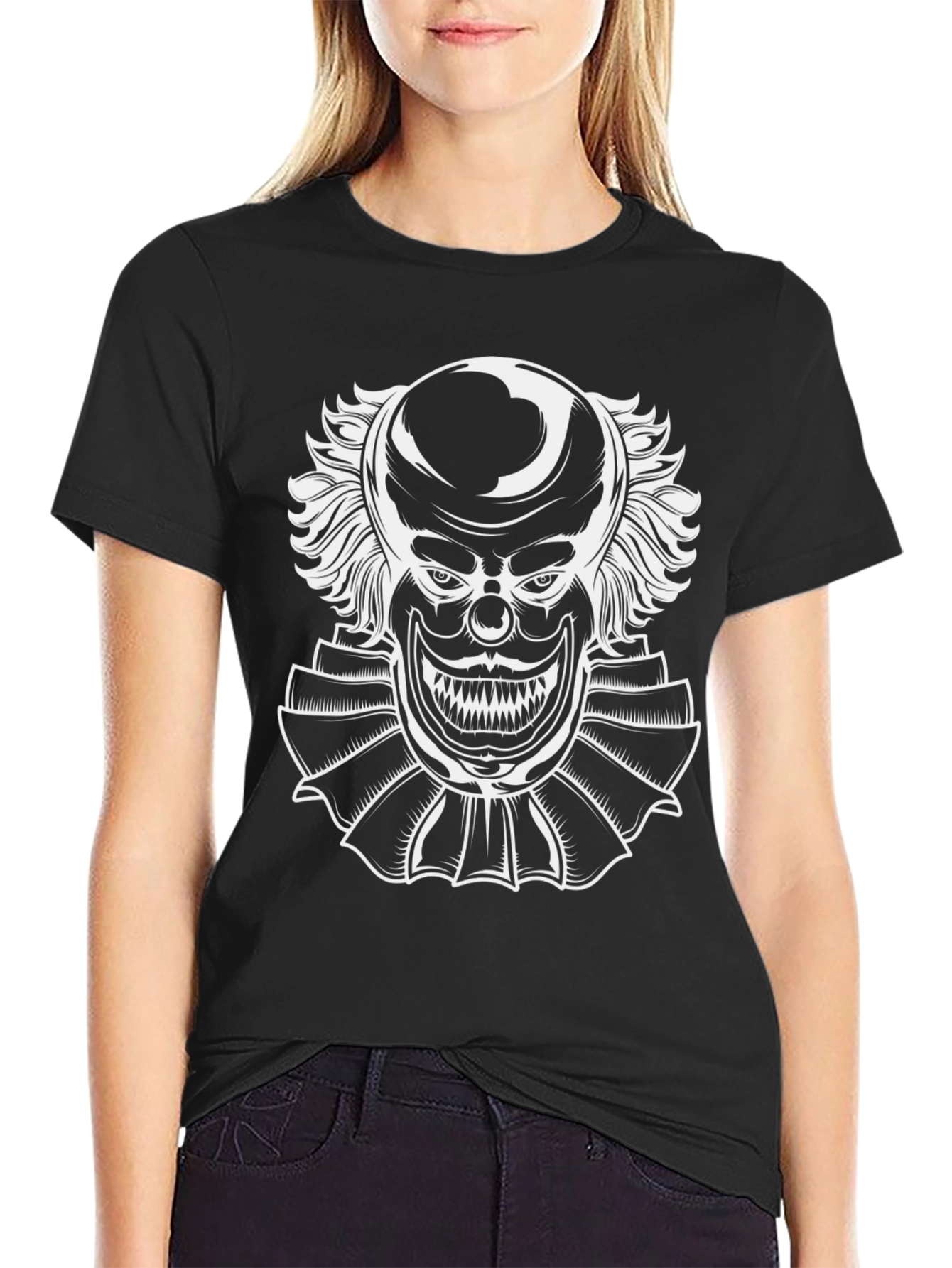 Creepy Clown Graphic Tee - Horror Style