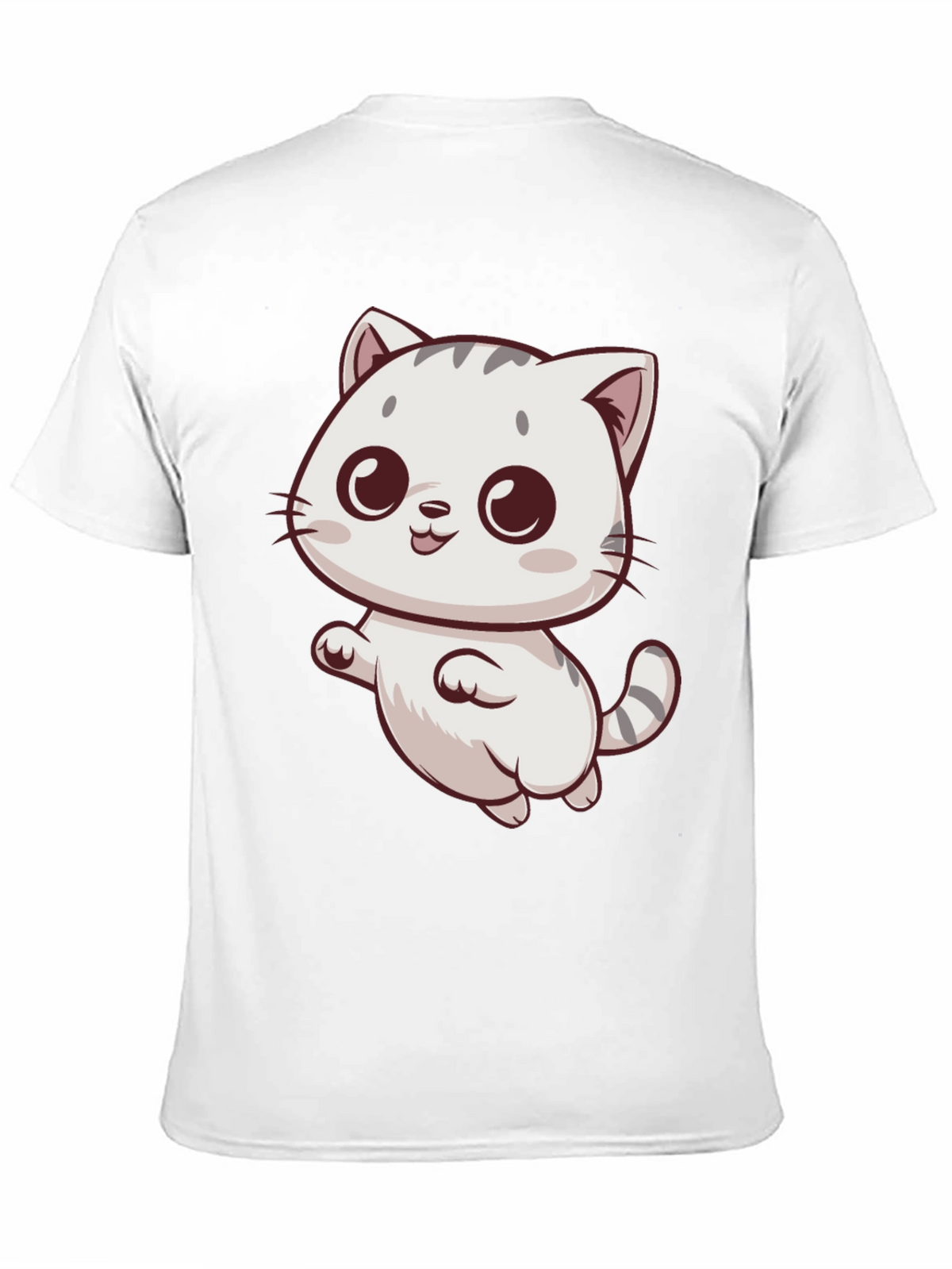 Cute Cartoon Cat Graphic Tee - Black